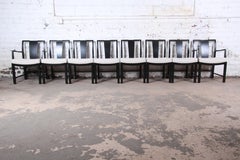 Michael Taylor for Baker Fully Restored Ebonized Dining Chairs, Set of Eight