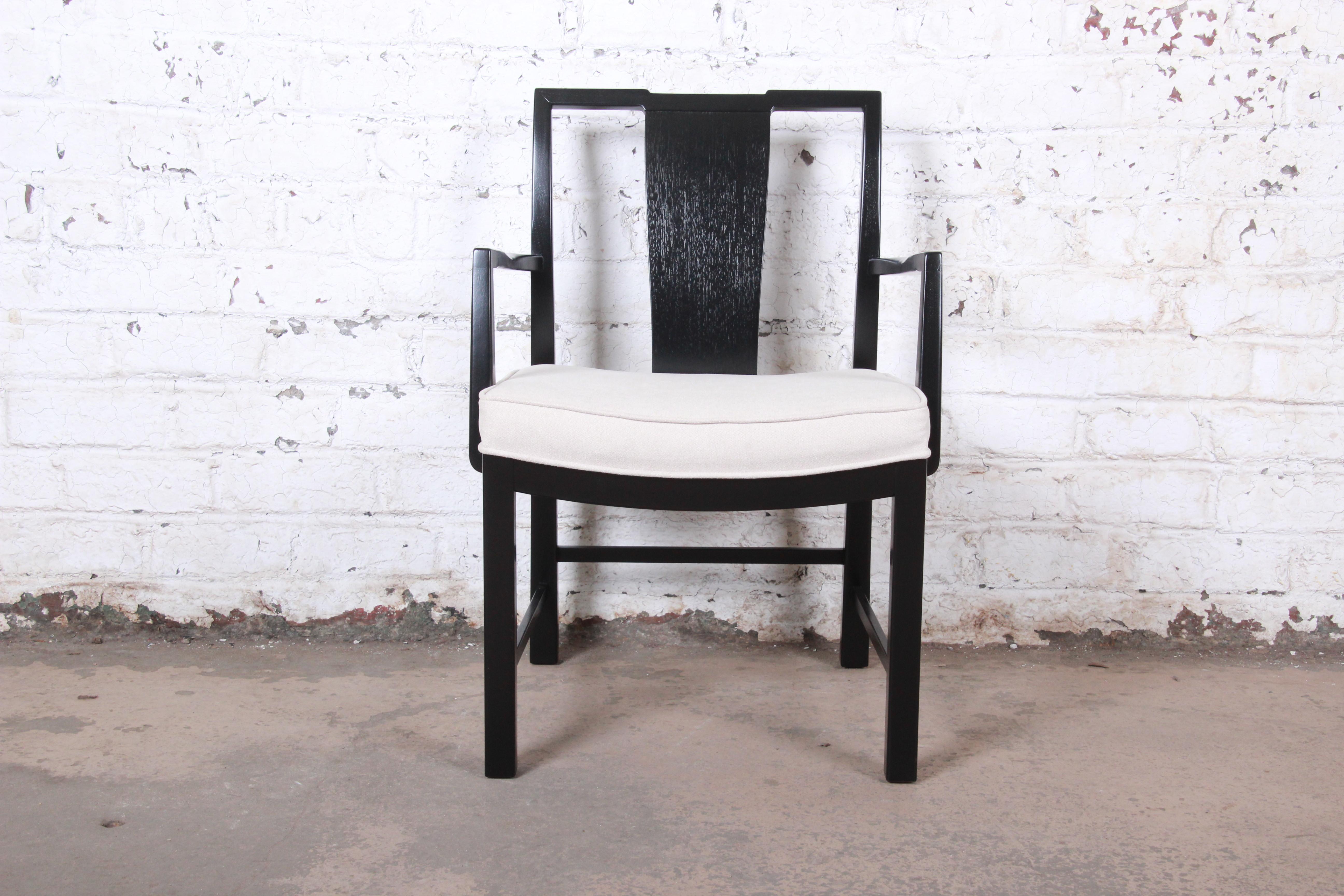 Mid-20th Century Michael Taylor for Baker Fully Restored Ebonized Dining Chairs, Set of Eight