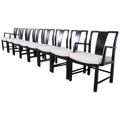 Michael Taylor for Baker Fully Restored Ebonized Dining Chairs, Set of Eight