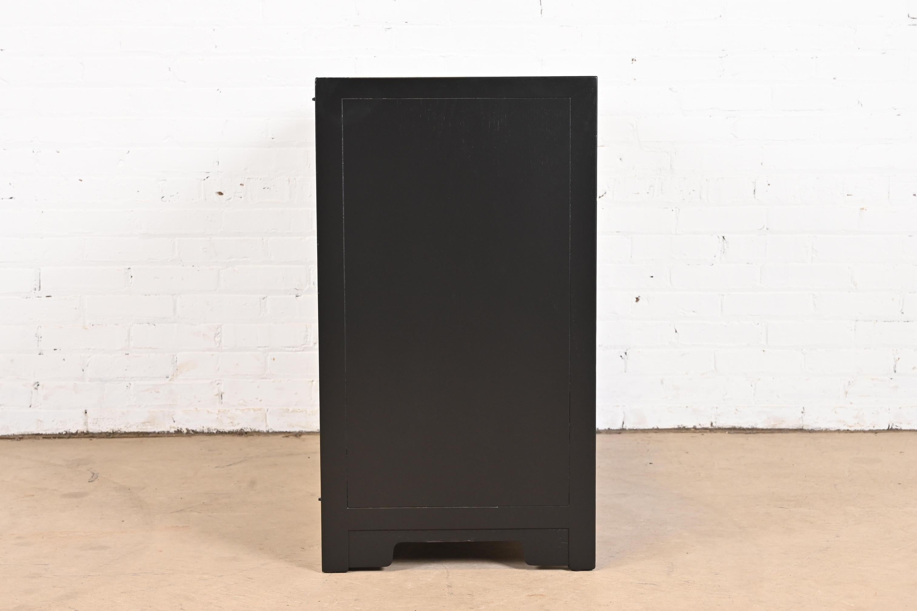 Michael Taylor for Baker Furniture Black Lacquered Bar Cabinet, Newly Refinished For Sale 6