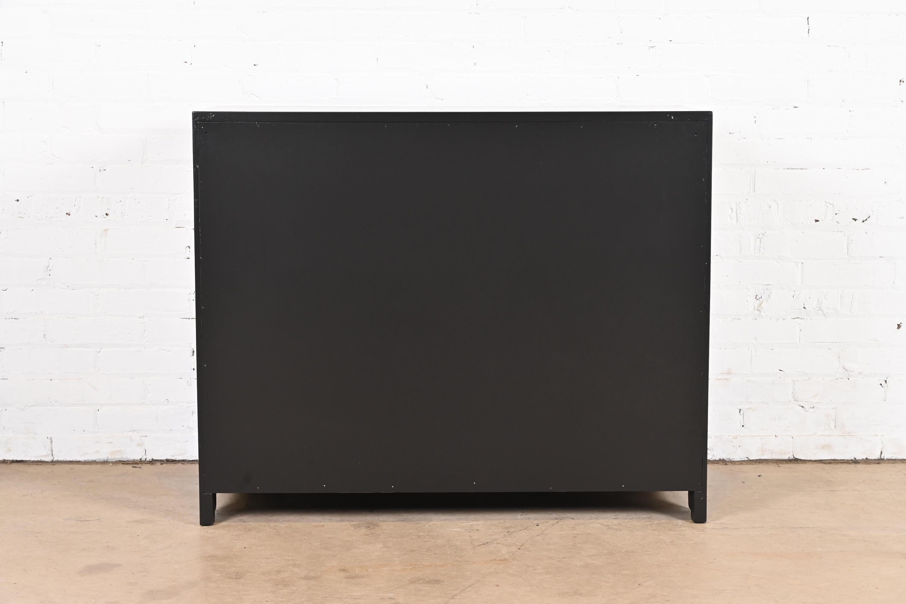 Michael Taylor for Baker Furniture Black Lacquered Bar Cabinet, Newly Refinished For Sale 7
