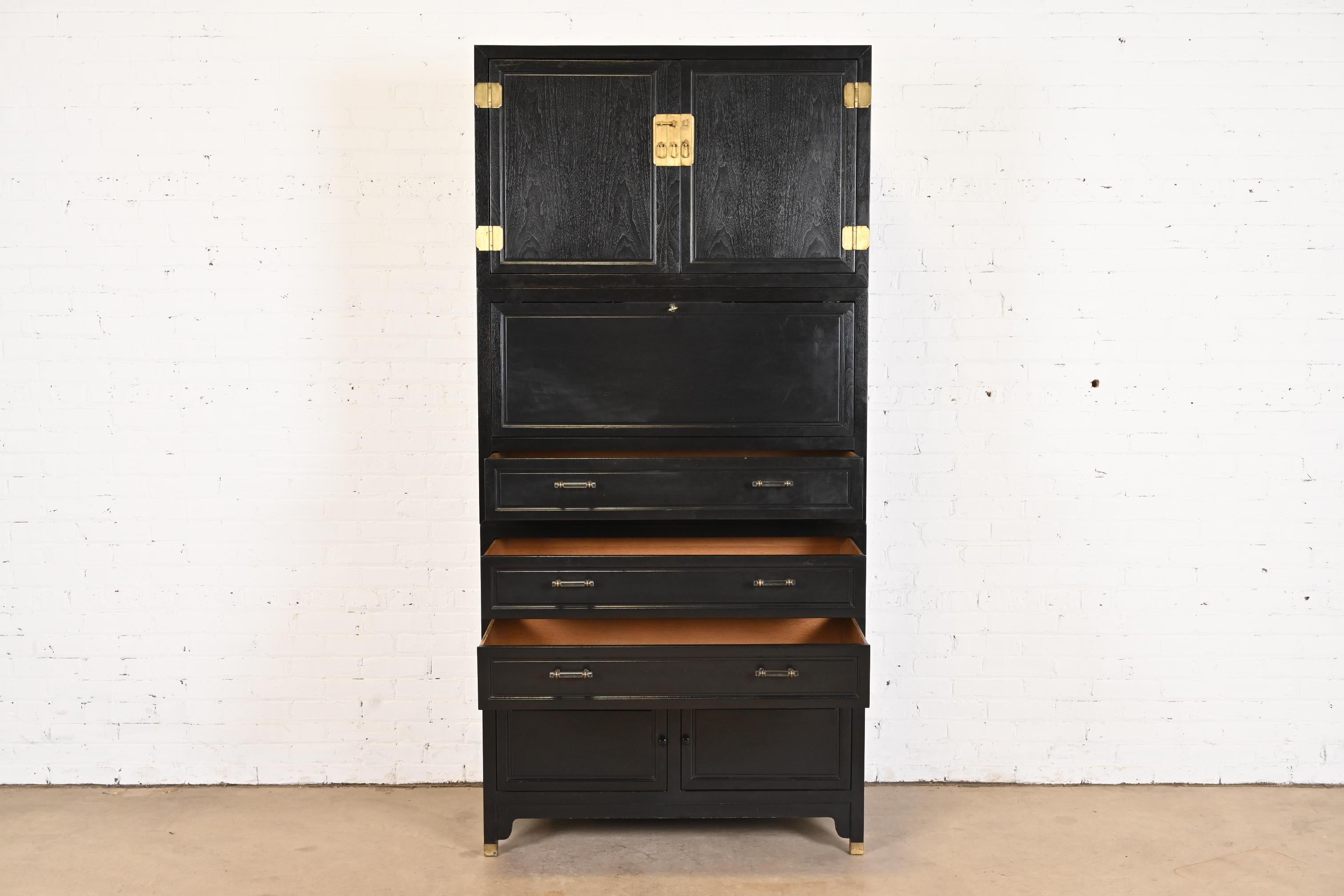 Michael Taylor for Baker Furniture Black Lacquered Cabinet With Secretary Desk 2