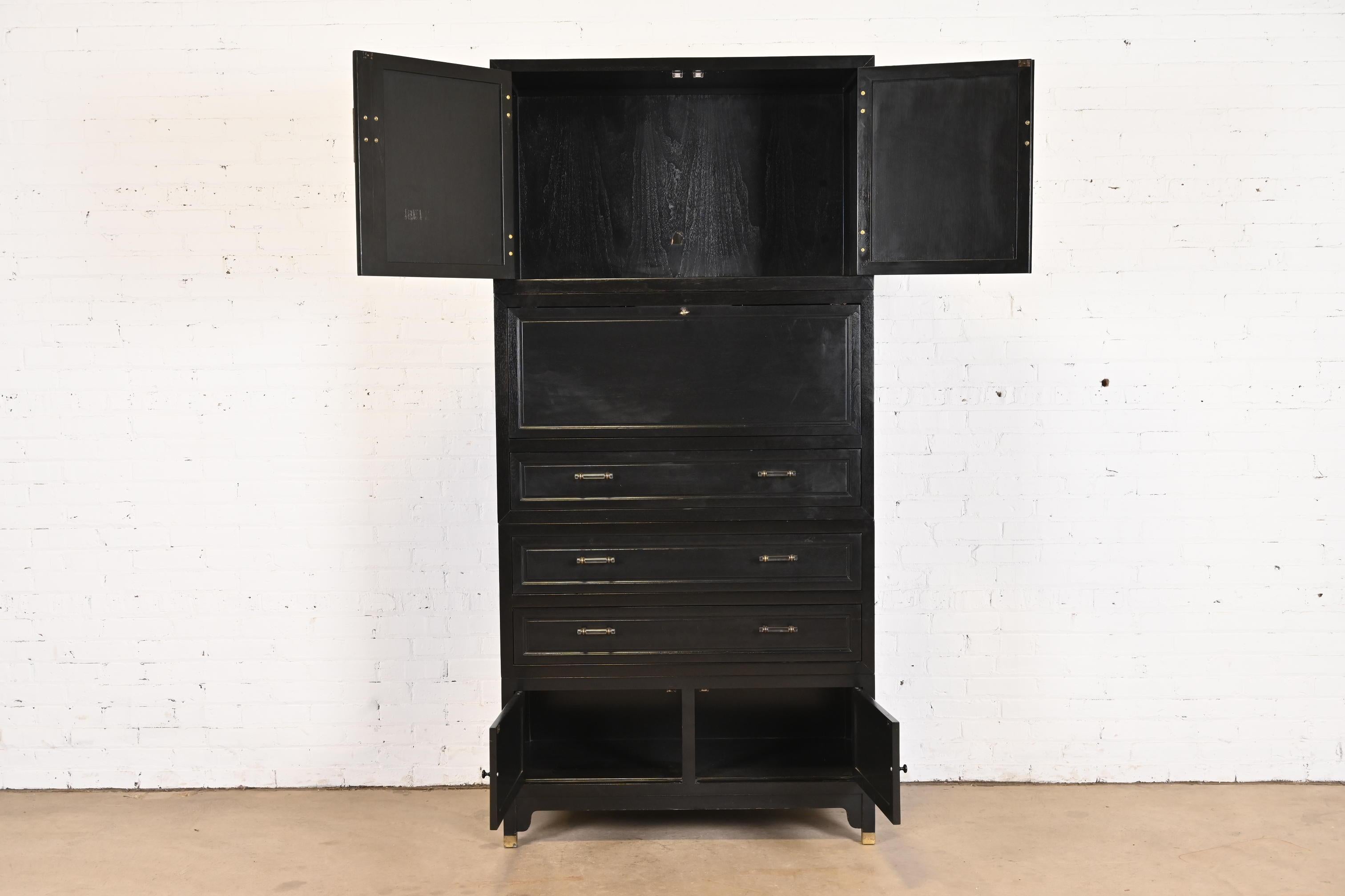 Michael Taylor for Baker Furniture Black Lacquered Cabinet With Secretary Desk 5