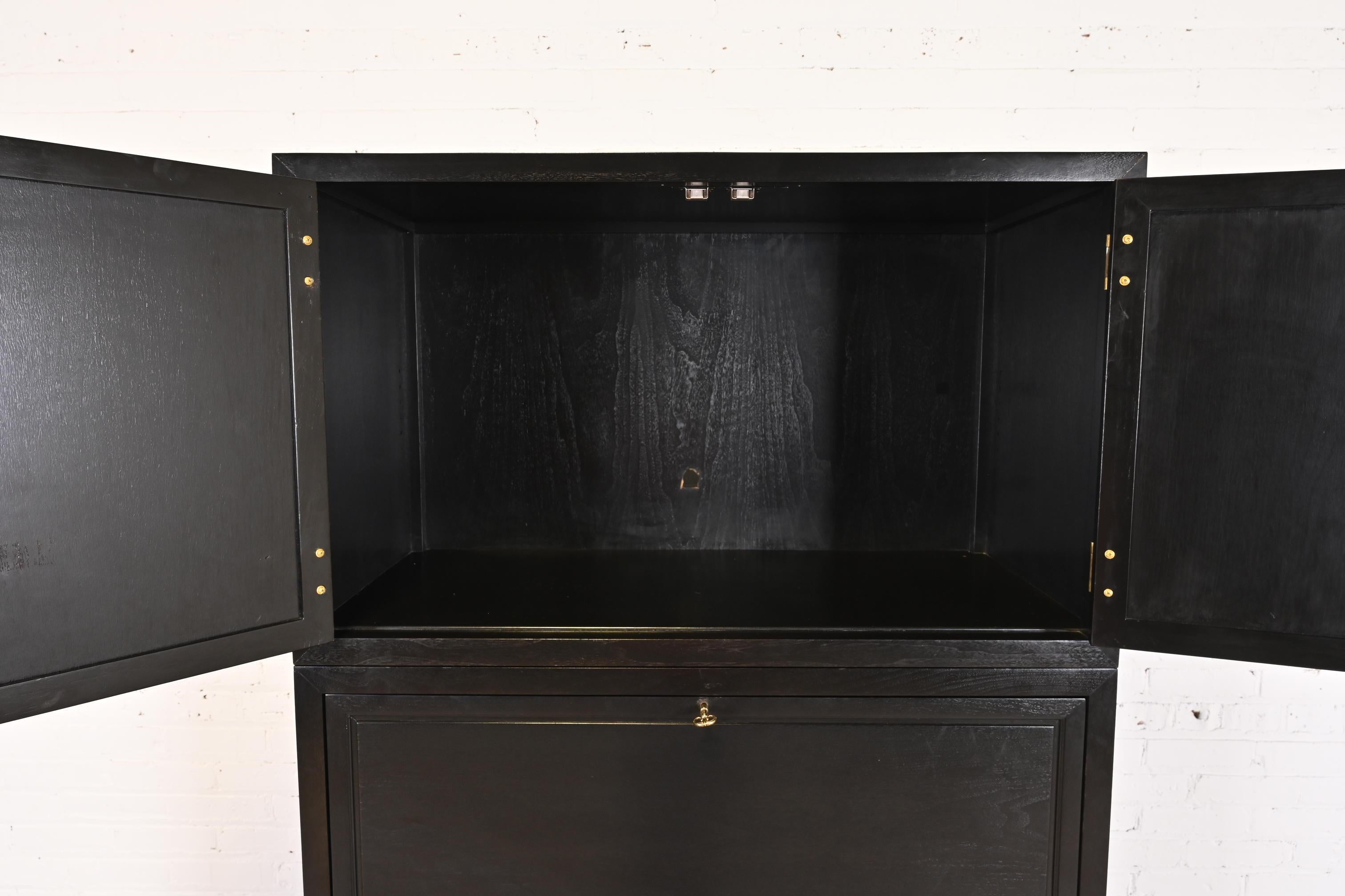 Michael Taylor for Baker Furniture Black Lacquered Cabinet With Secretary Desk 6