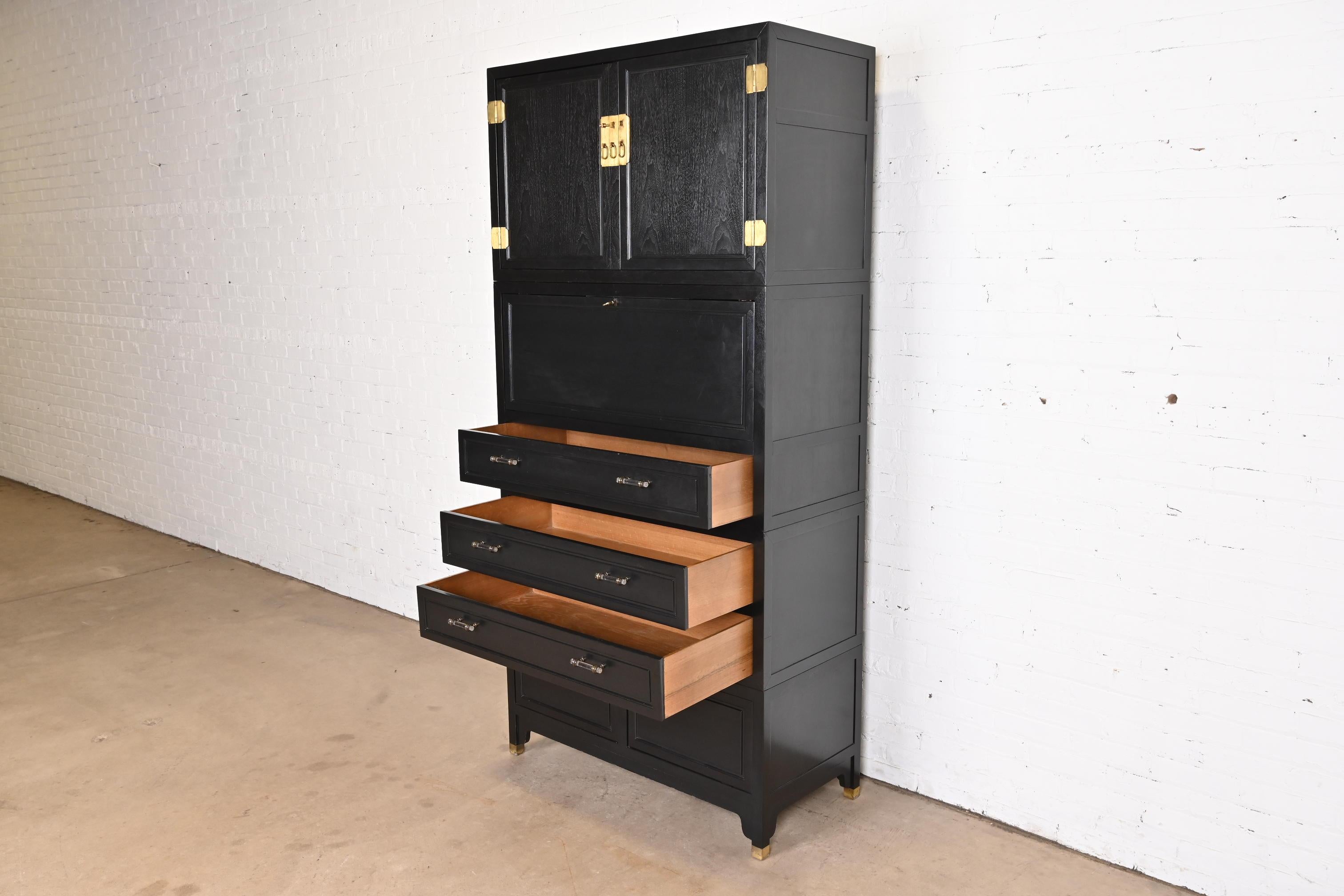 Michael Taylor for Baker Furniture Black Lacquered Cabinet With Secretary Desk 1