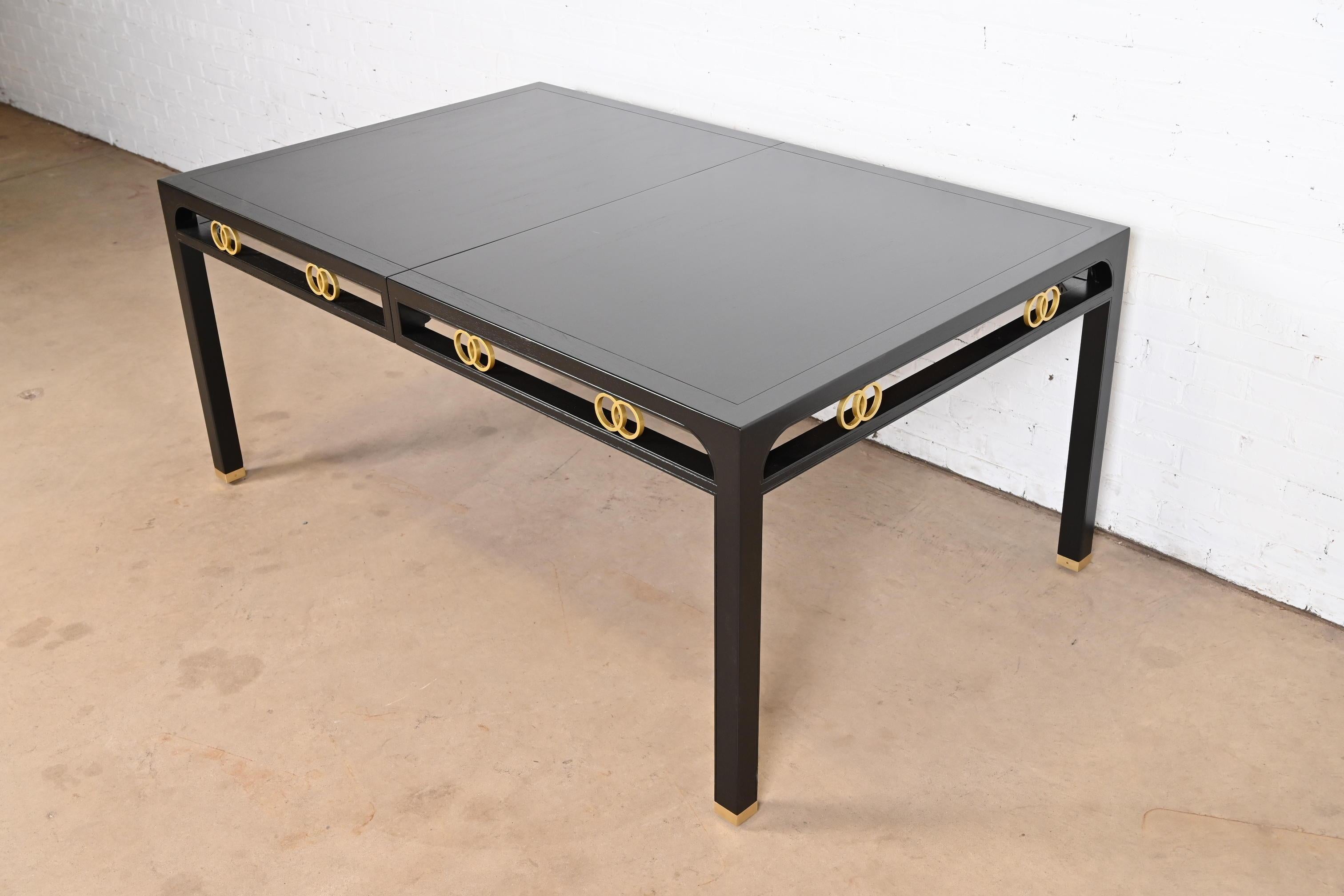 Michael Taylor for Baker Furniture Black Lacquered Dining Table, Refinished For Sale 4