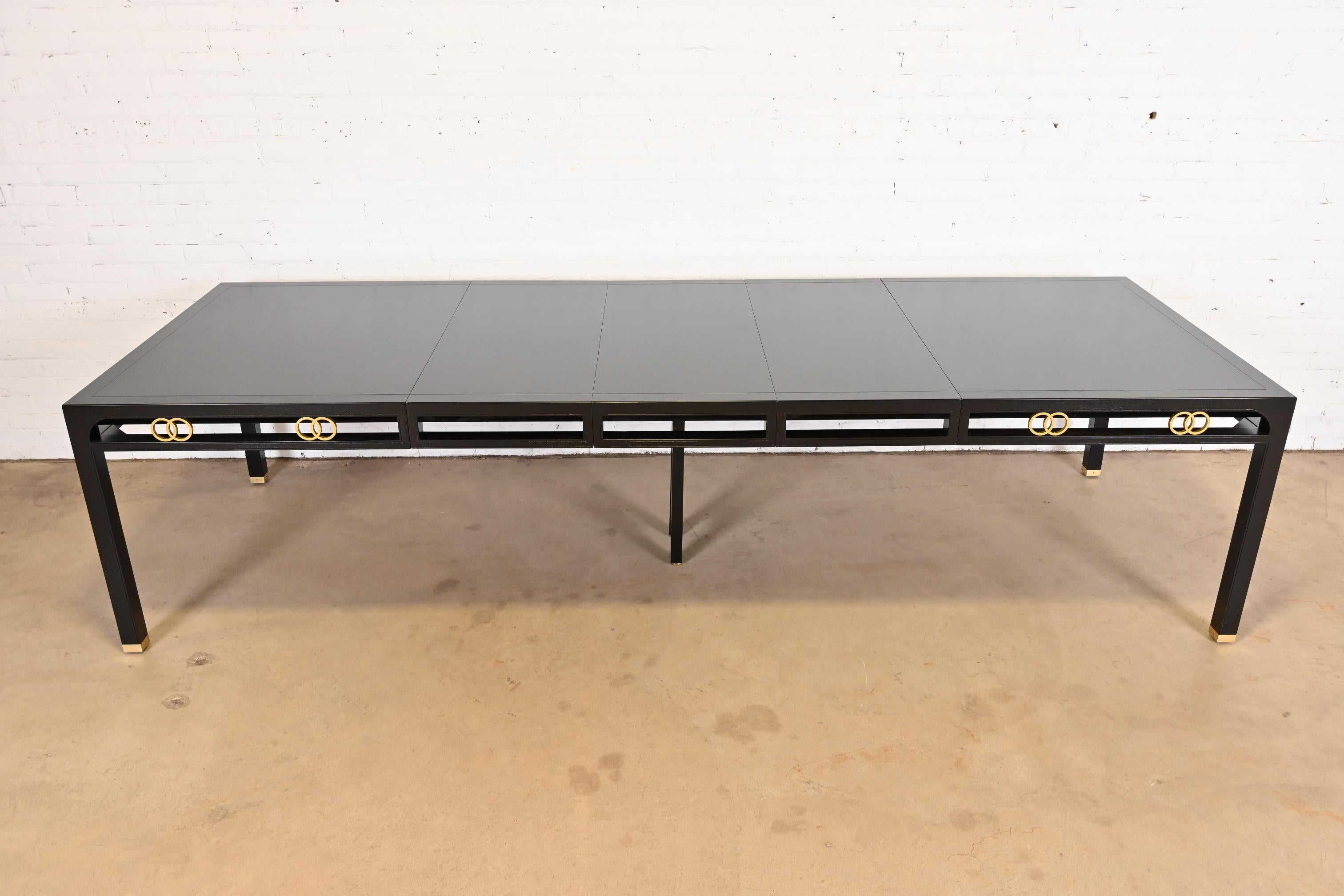 Mid-Century Modern Michael Taylor for Baker Furniture Black Lacquered Dining Table, Refinished