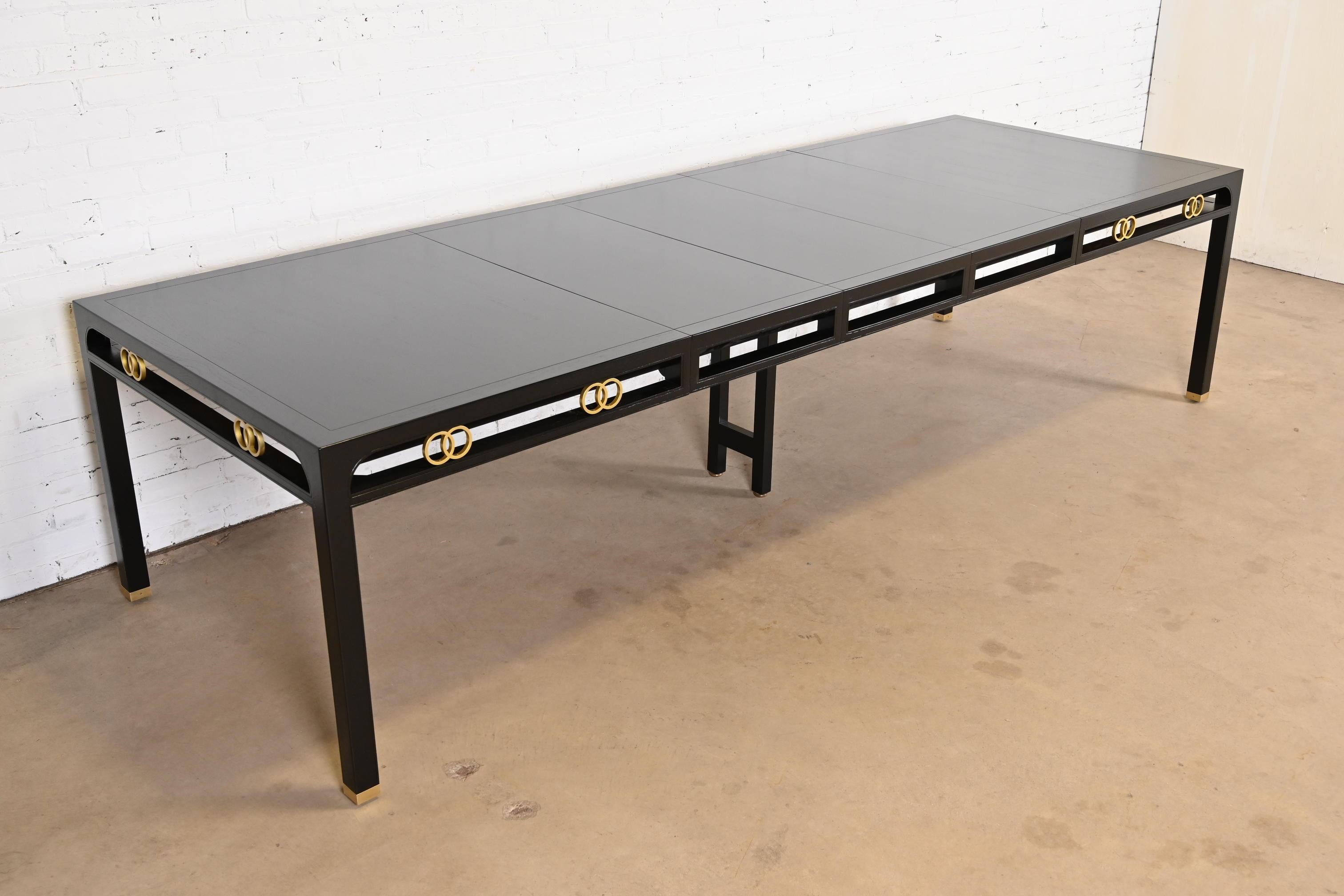 Michael Taylor for Baker Furniture Black Lacquered Dining Table, Refinished In Good Condition For Sale In South Bend, IN