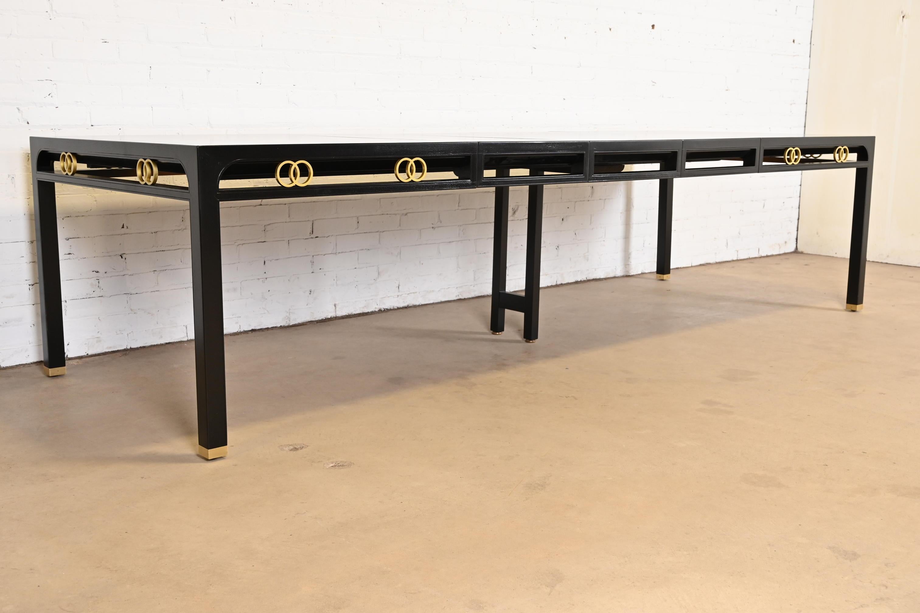 Mid-20th Century Michael Taylor for Baker Furniture Black Lacquered Dining Table, Refinished