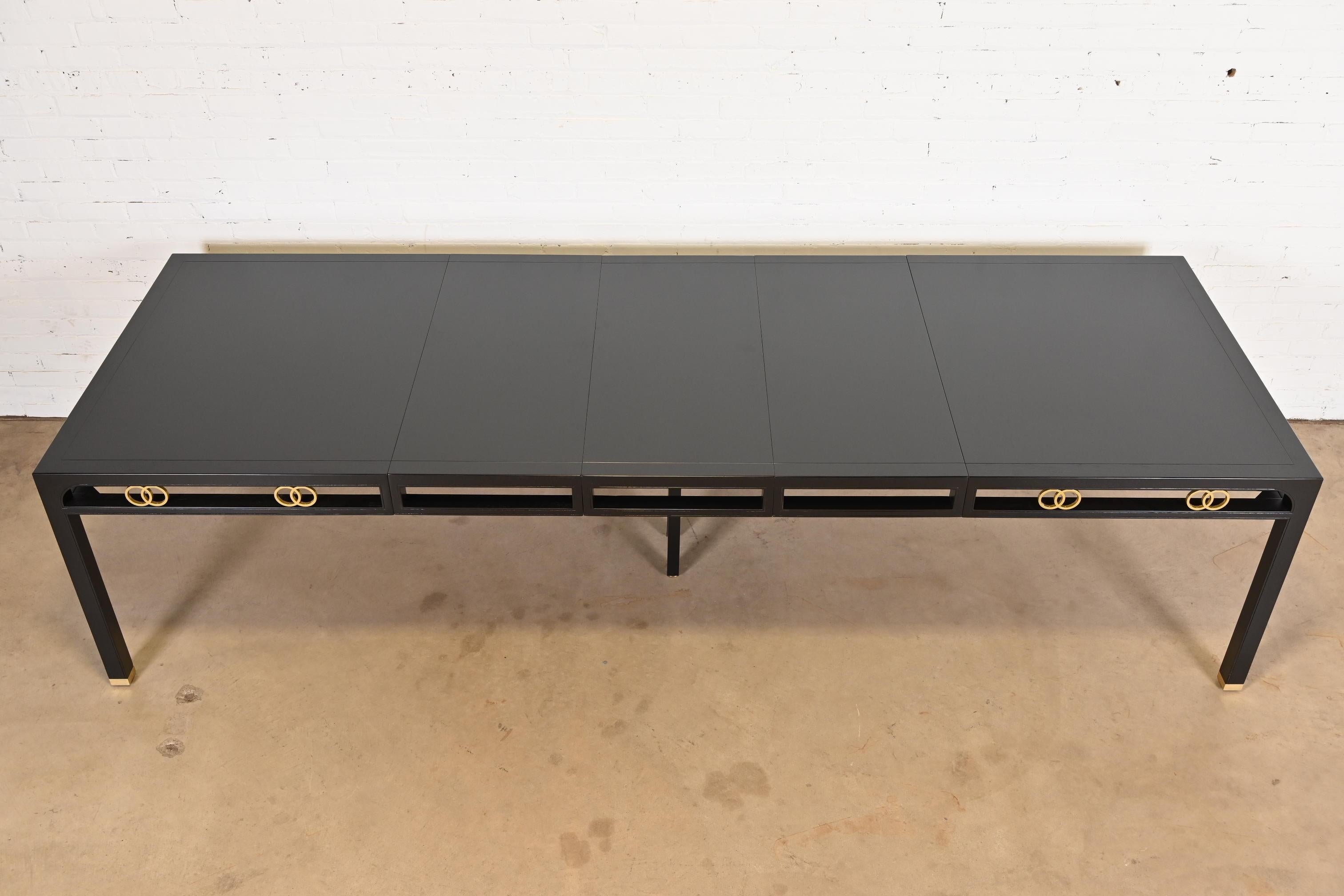 Michael Taylor for Baker Furniture Black Lacquered Dining Table, Refinished 1