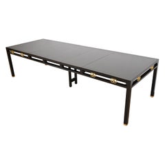 Schwarz lackierter Esstisch von Michael Taylor für Baker Furniture, neu lackiert