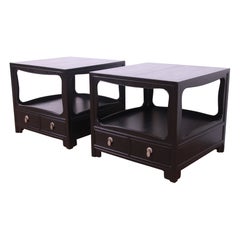 Michael Taylor fr Baker Furniture: schwarz lackierte Nachttische, neu lackiert