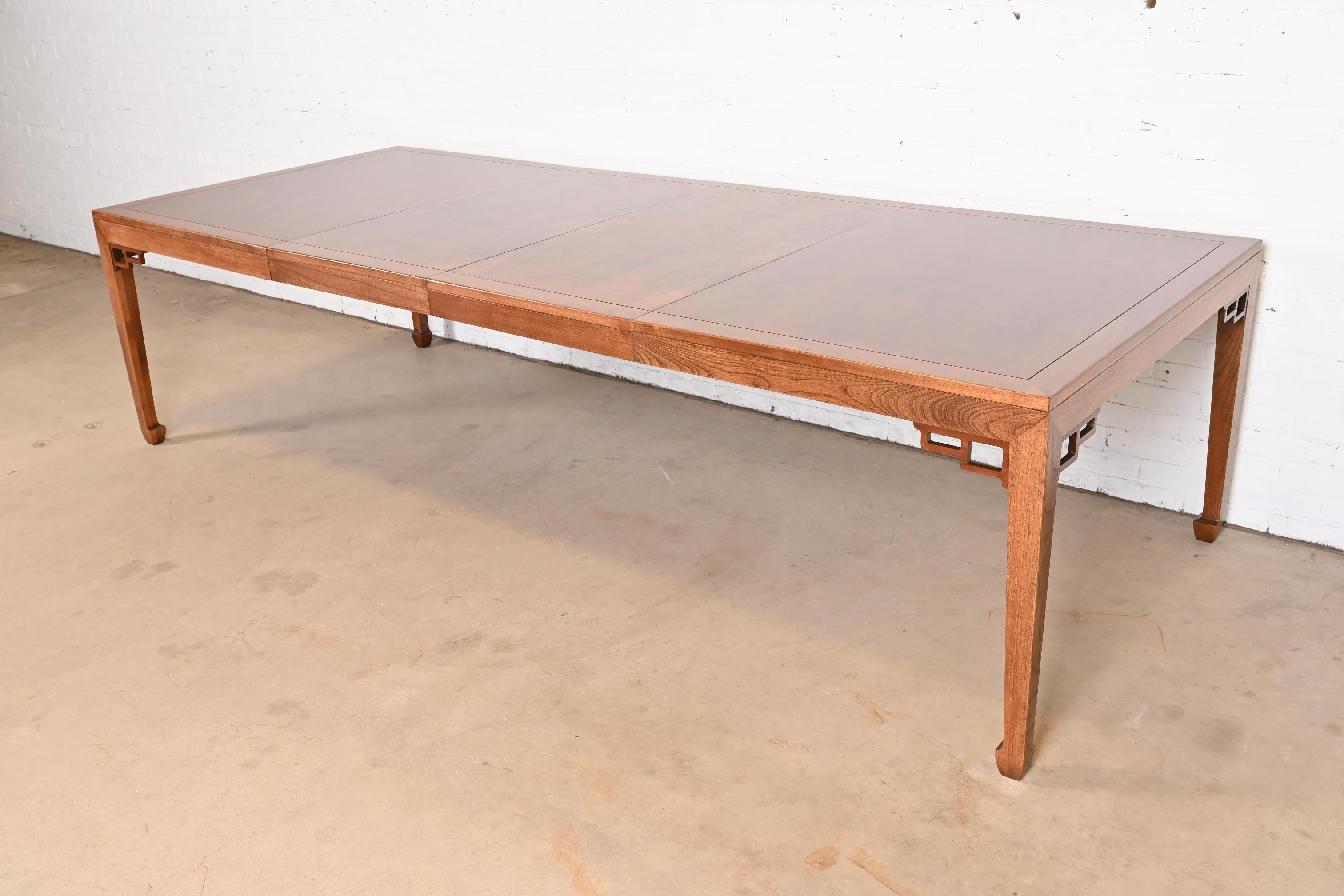 American Michael Taylor for Baker Furniture Burled Walnut Dining Table, Newly Refinished For Sale