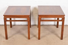 Michael Taylor for Baker Furniture Burled Walnut Side Tables, Newly Refinished