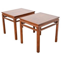 Michael Taylor for Baker Furniture Burled Walnut Side Tables, Newly Refinished