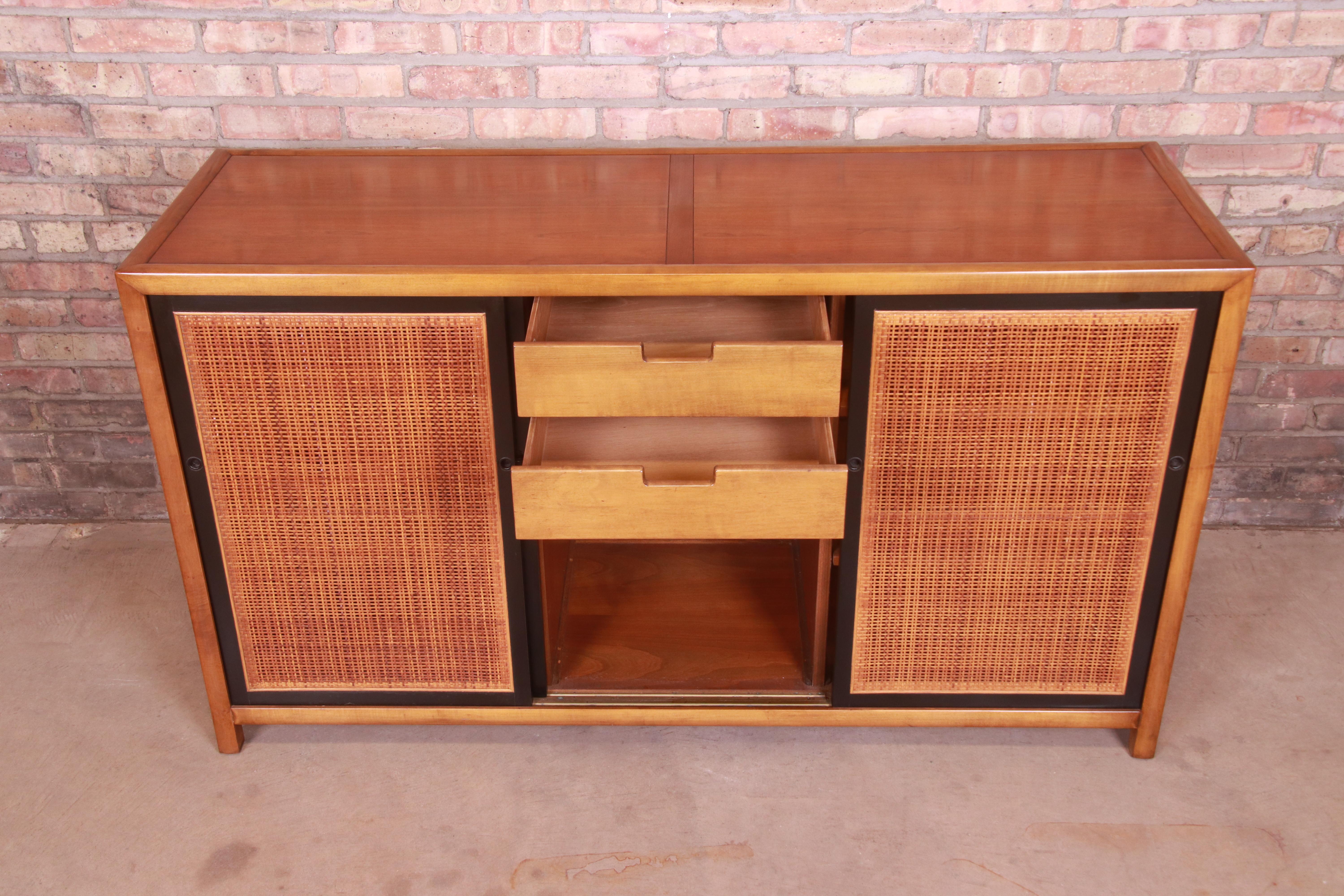 Michael Taylor for Baker Furniture Cherry and Cane Sideboard Credenza, 1950s 4