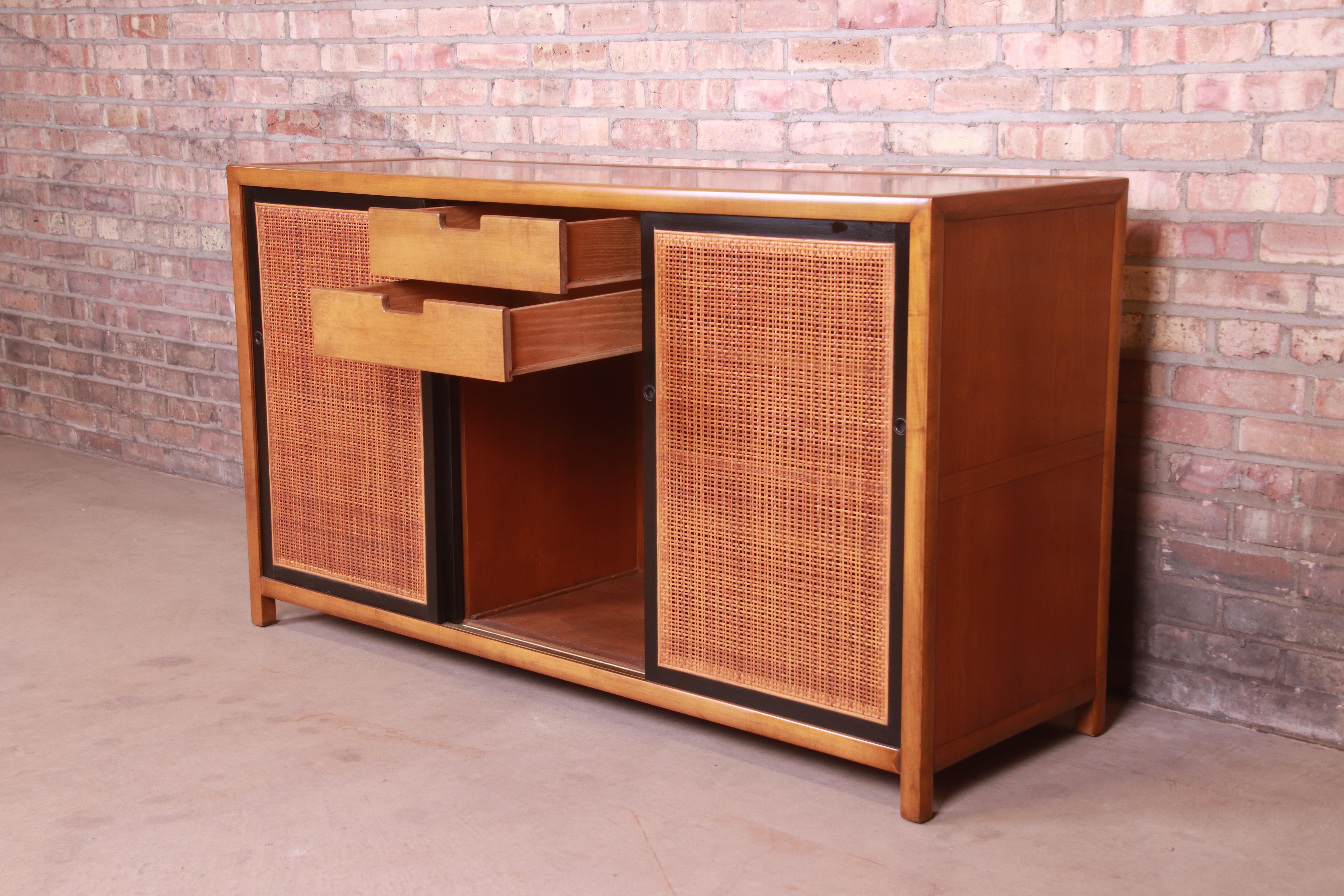 Michael Taylor for Baker Furniture Cherry and Cane Sideboard Credenza, 1950s 6