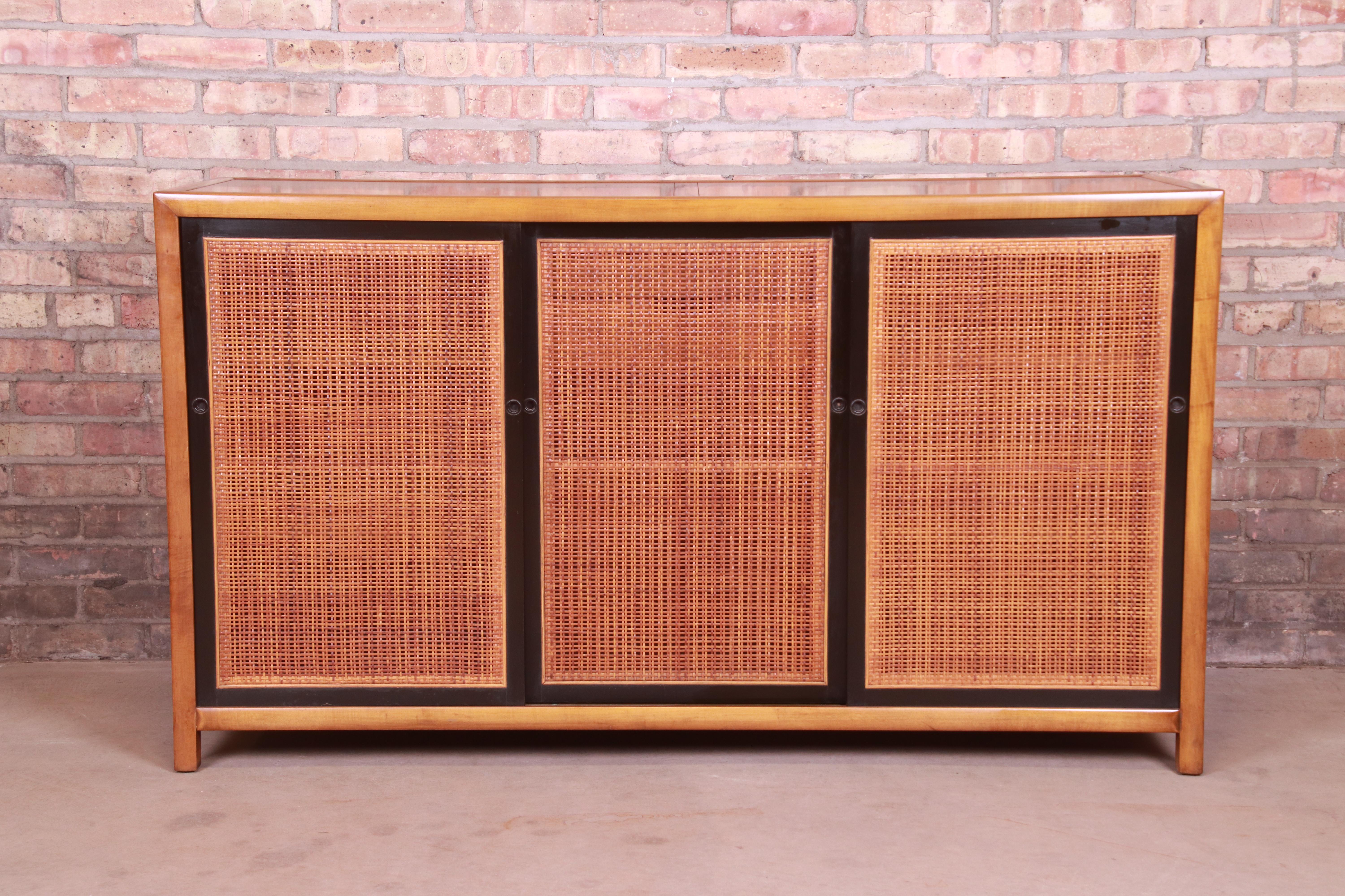 An exceptional Mid-Century Modern Hollywood Regency chinoiserie sideboard, credenza, or bar cabinet

By Michael Taylor for Baker Furniture 