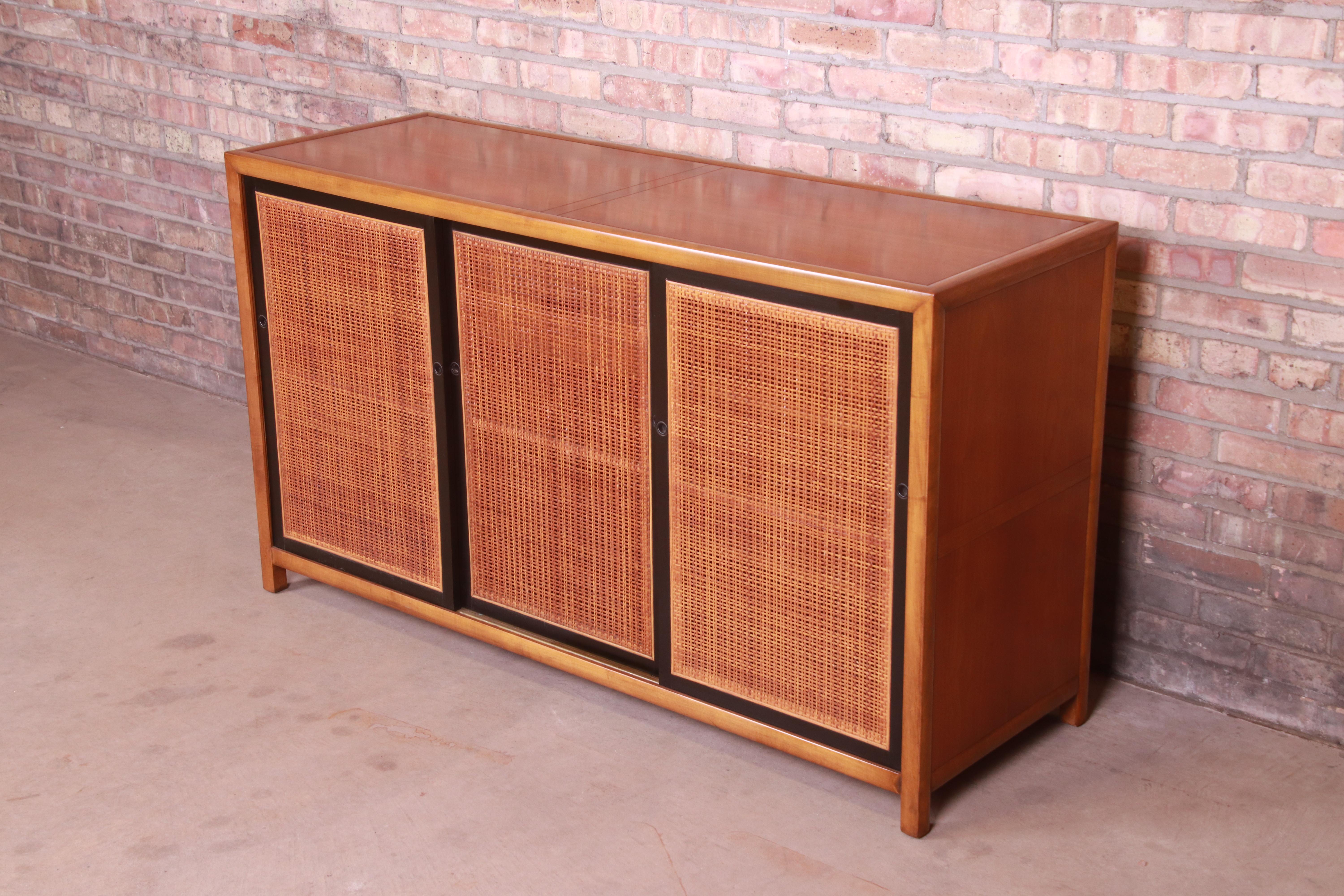 American Michael Taylor for Baker Furniture Cherry and Cane Sideboard Credenza, 1950s