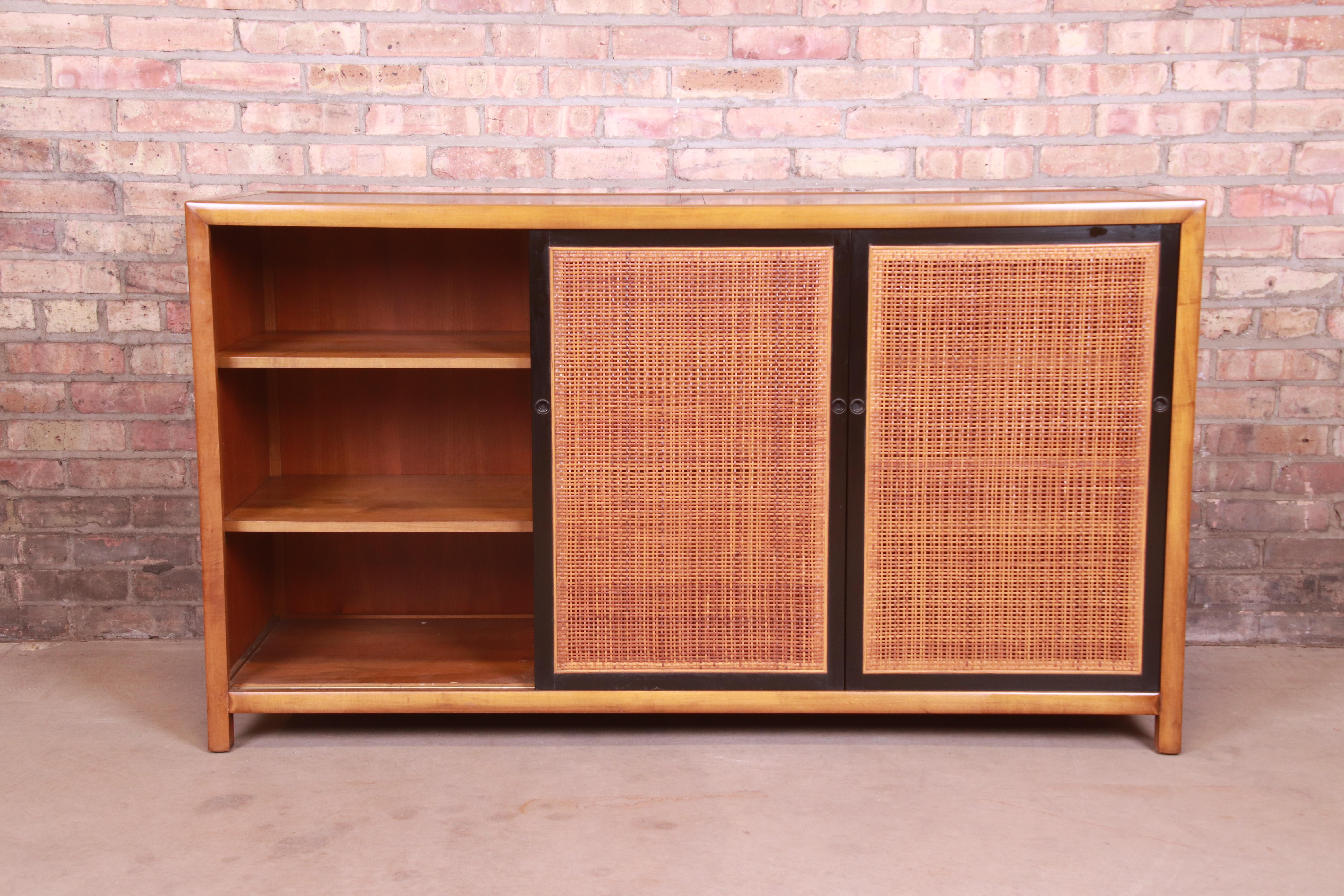 Michael Taylor for Baker Furniture Cherry and Cane Sideboard Credenza, 1950s 1