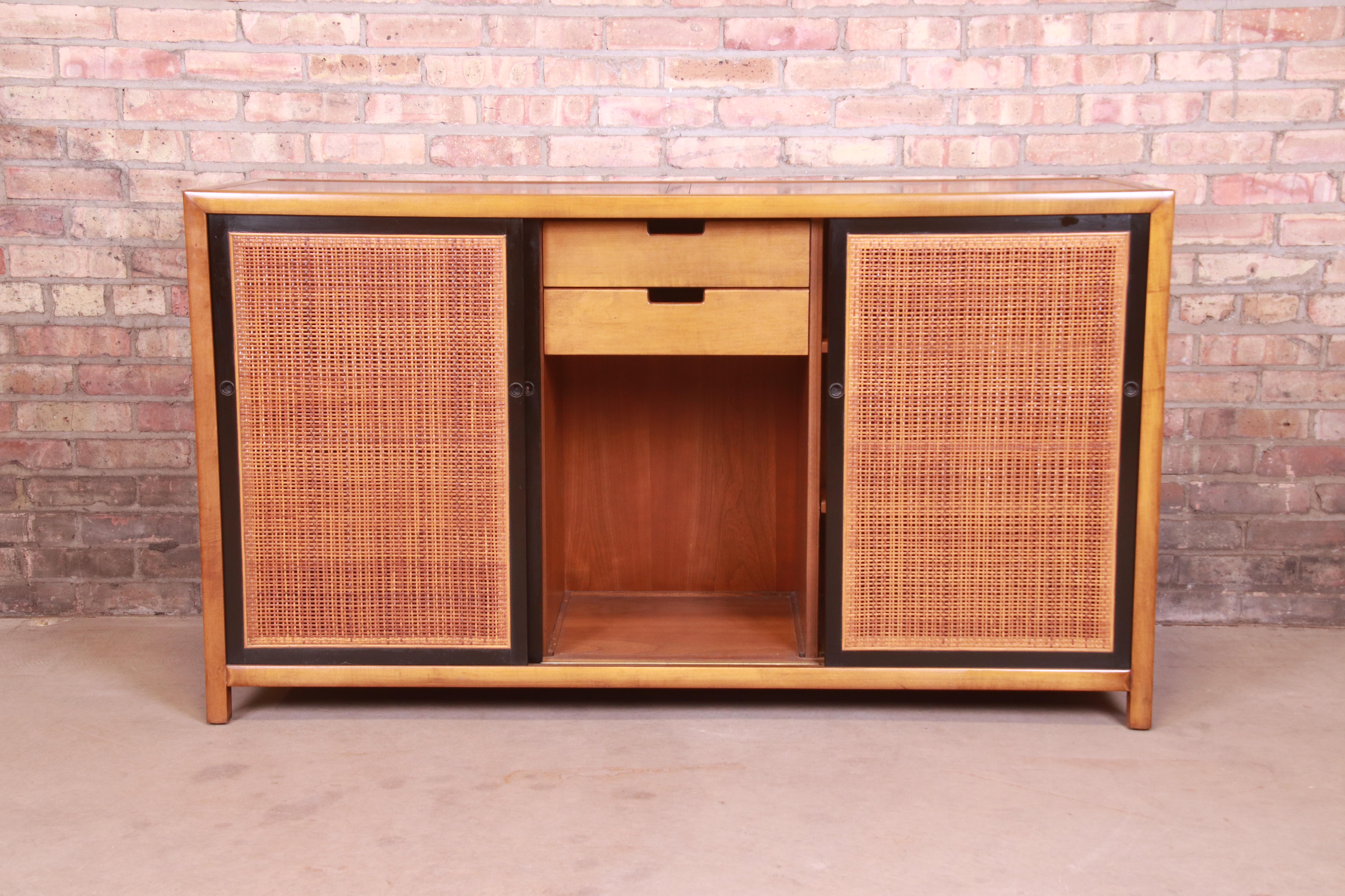 Michael Taylor for Baker Furniture Cherry and Cane Sideboard Credenza, 1950s 2