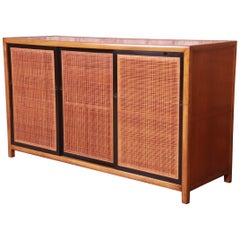 Michael Taylor for Baker Furniture Cherry and Cane Sideboard Credenza, 1950s