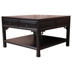 Michael Taylor for Baker Furniture Chinoiserie Black Lacquered Cocktail Table