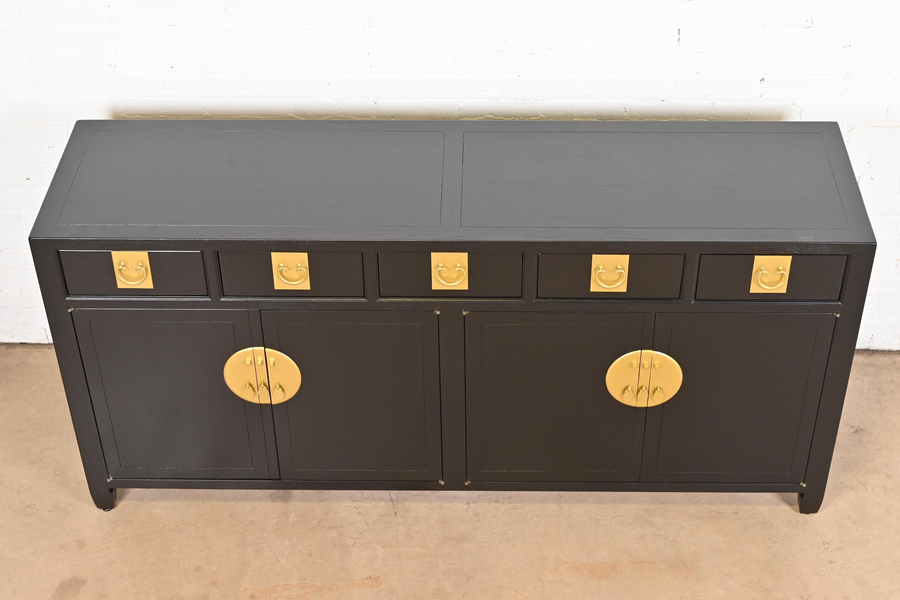 Michael Taylor for Baker Furniture Chinoiserie Black Lacquered Credenza 6