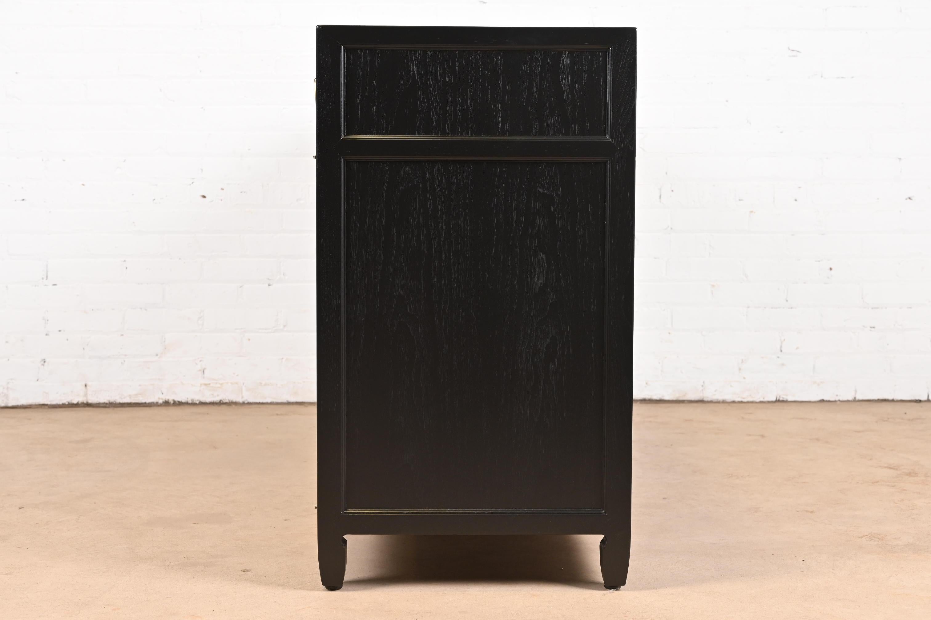 Michael Taylor for Baker Furniture Chinoiserie Black Lacquered Credenza 7