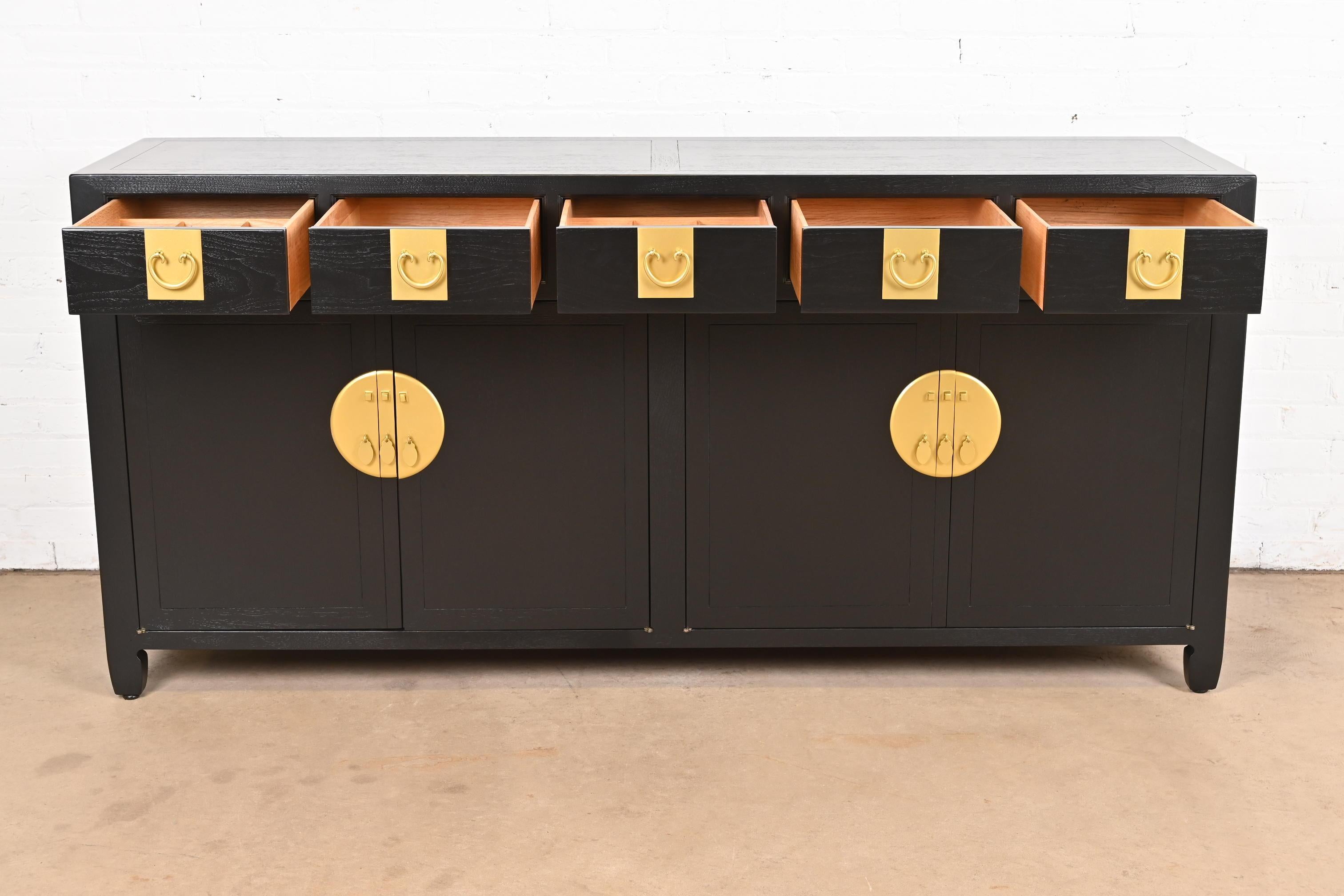 Michael Taylor for Baker Furniture Chinoiserie Black Lacquered Credenza 2
