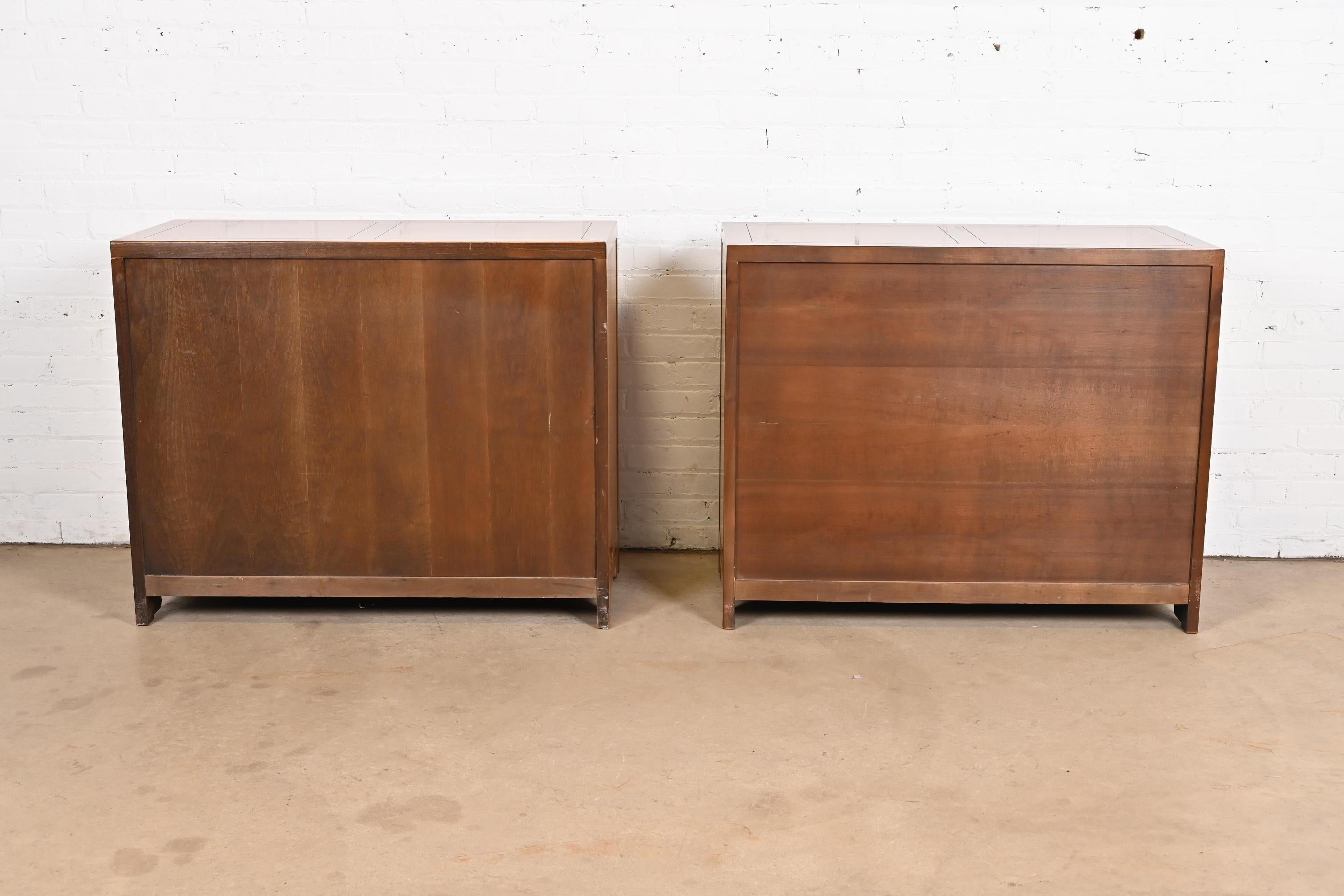Michael Taylor for Baker Furniture Chinoiserie Burled Walnut Bar Cabinets, Pair For Sale 6