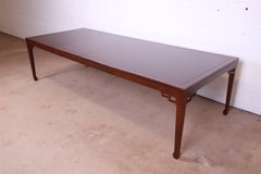 Michael Taylor for Baker Furniture Chinoiserie Burled Walnut Dining Table, 1950s