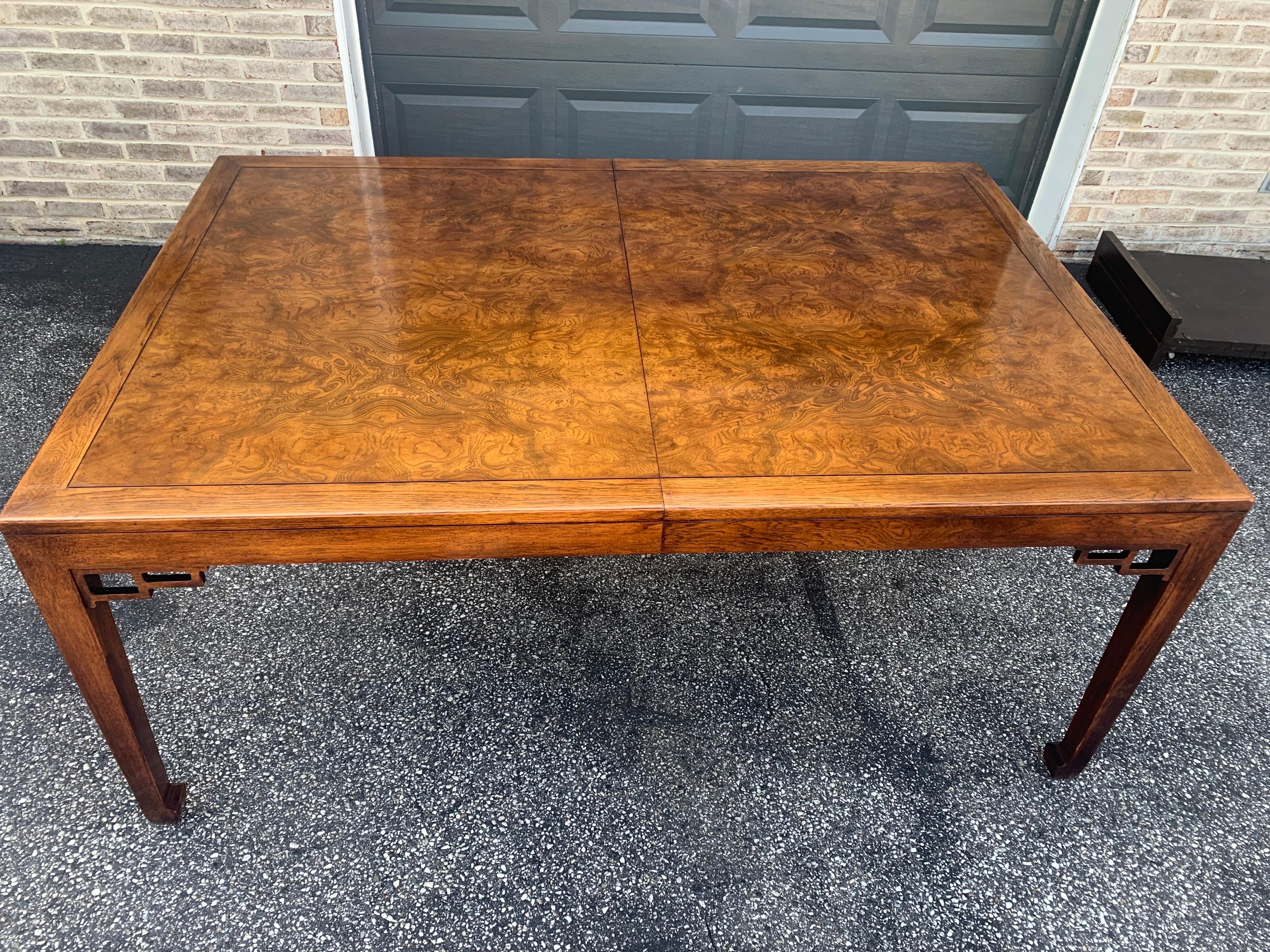 Michael Taylor for Baker Furniture Chinoiserie Burled Walnut Dining Table 2
