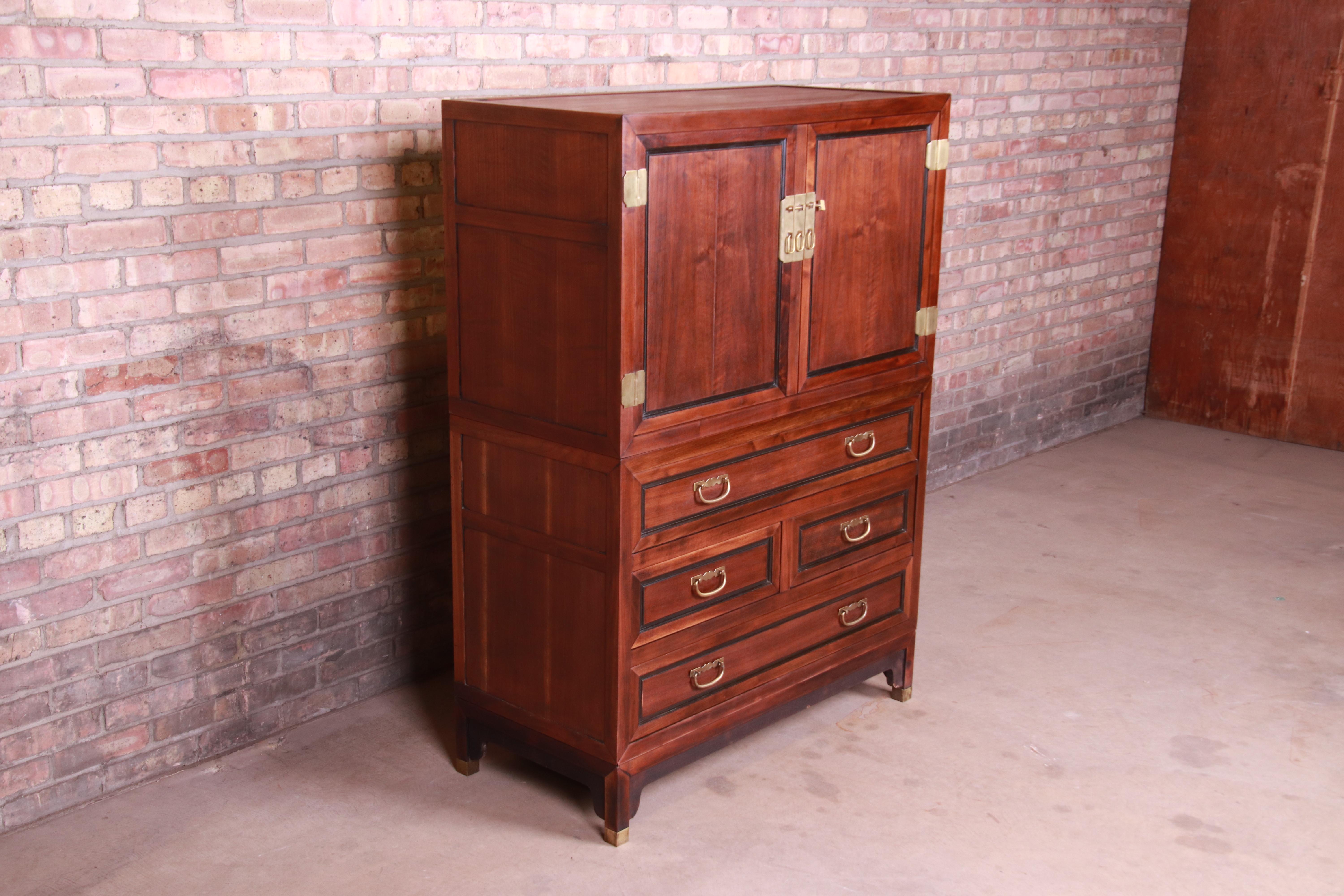 American Michael Taylor for Baker Furniture Chinoiserie Walnut Gentleman's Chest