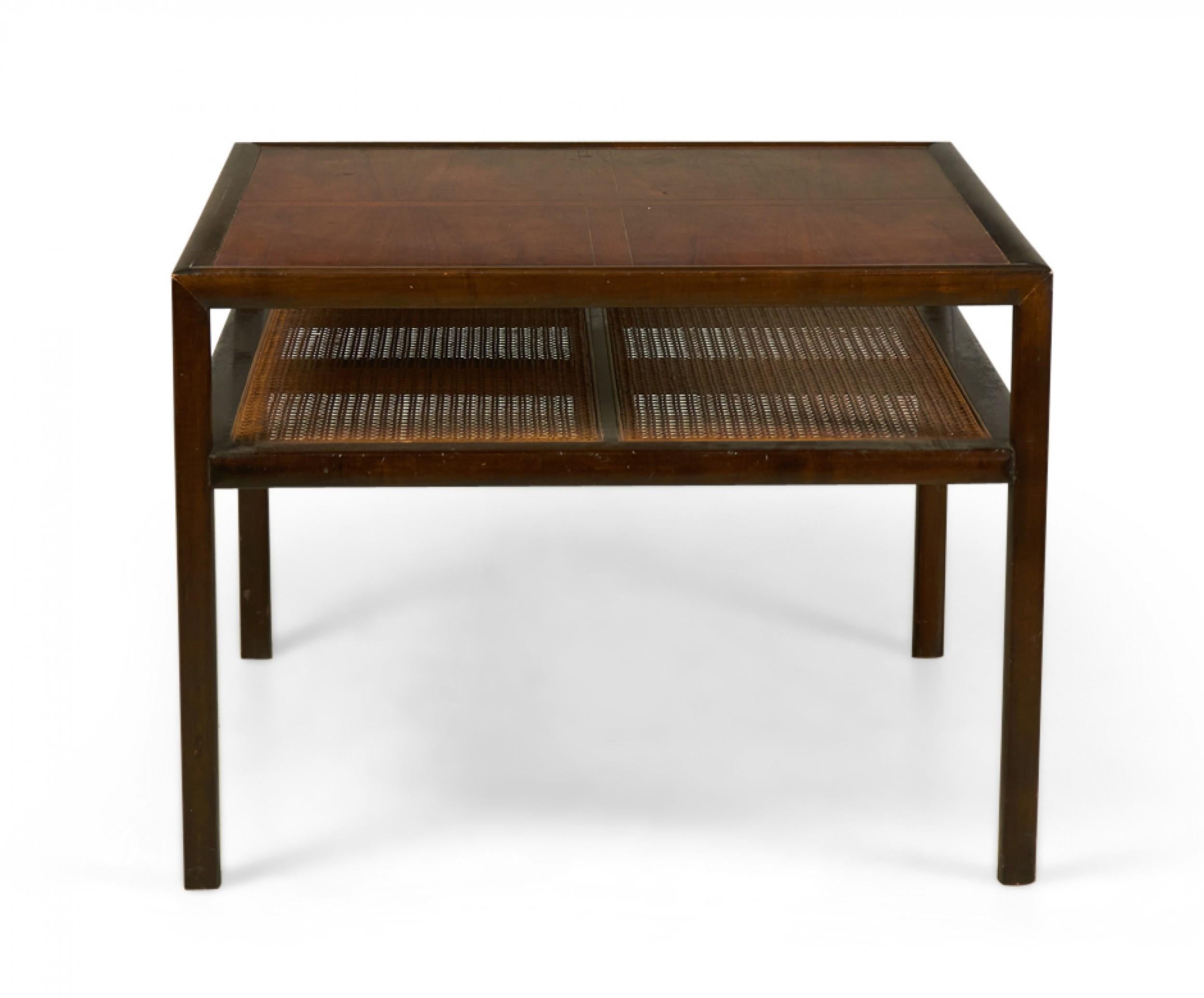 Michael Taylor für Baker Furniture Co New World Quadratische Lampe / Beistelltisch, New World (Teakholz) im Angebot