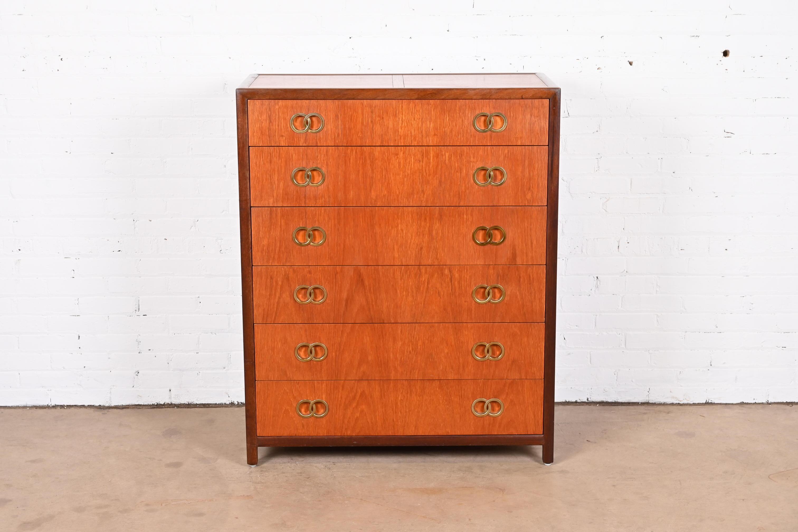Michael Taylor for Baker Furniture Far East Collection Cherry Highboy Dresser In Good Condition In South Bend, IN