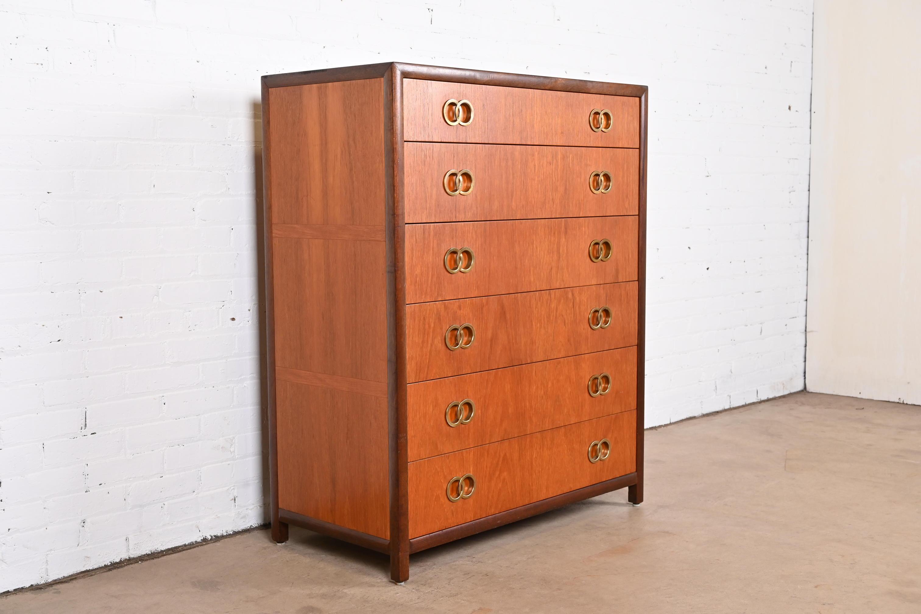 20th Century Michael Taylor for Baker Furniture Far East Collection Cherry Highboy Dresser