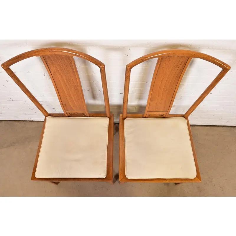 Metà XX secolo Michael Taylor for Baker Furniture Far East Collection Dining Chairs, Pair in vendita