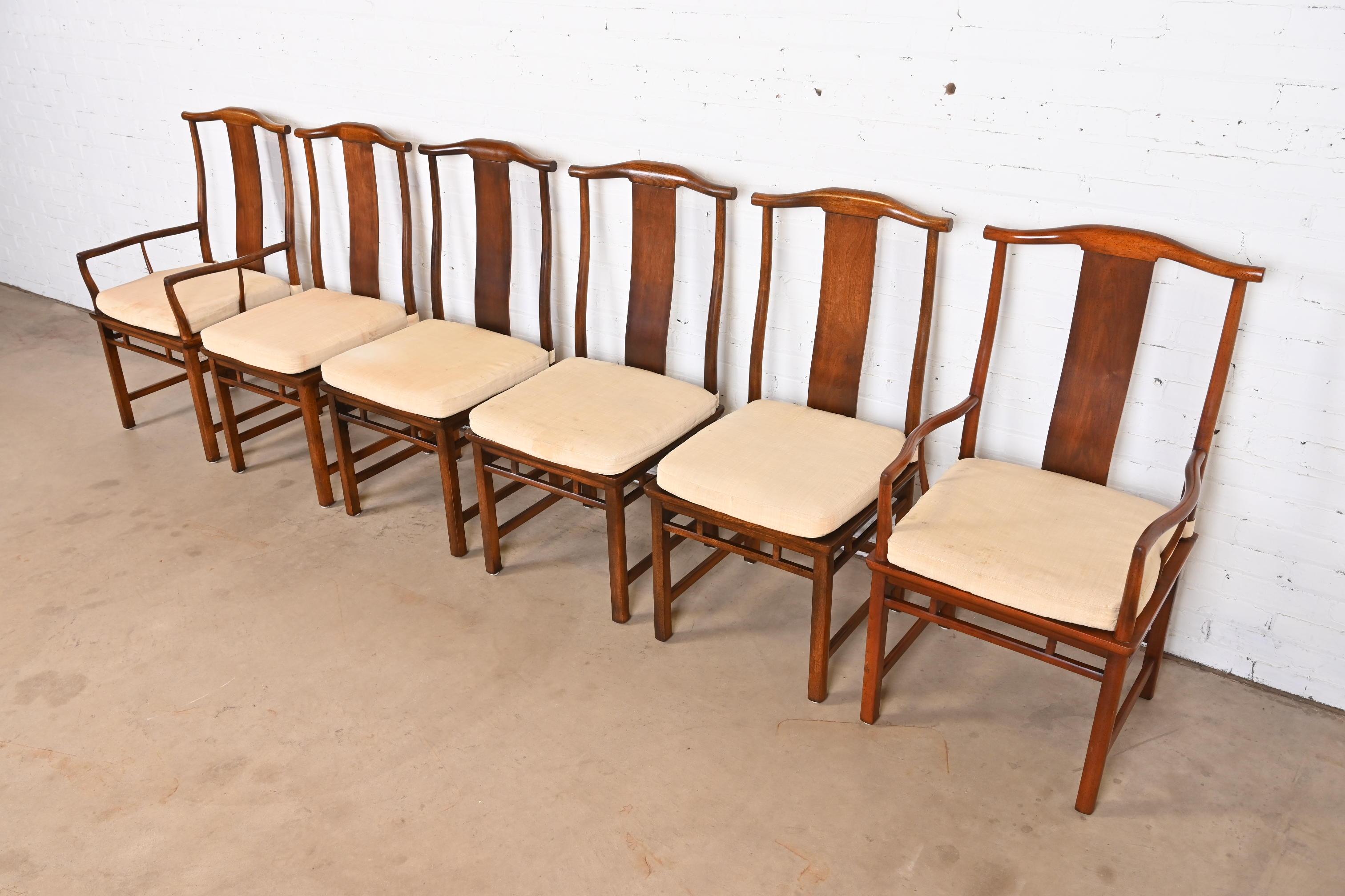 Michael Taylor for Baker Furniture Far East Collection Dining Chairs, Set of Six In Good Condition For Sale In South Bend, IN