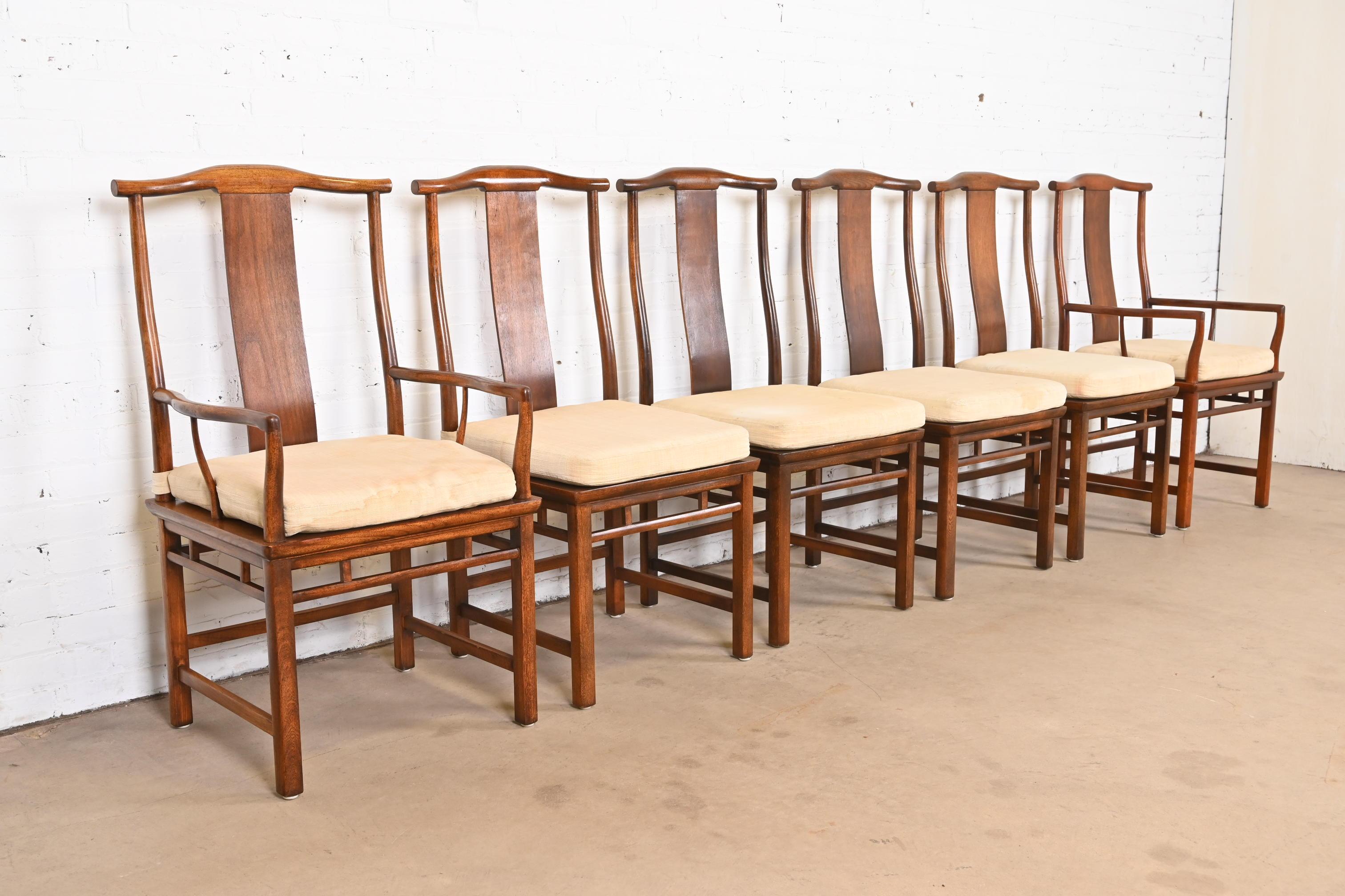 Milieu du XXe siècle Michael Taylor pour Baker Furniture collection Far East, ensemble de six chaises de salle à manger en vente