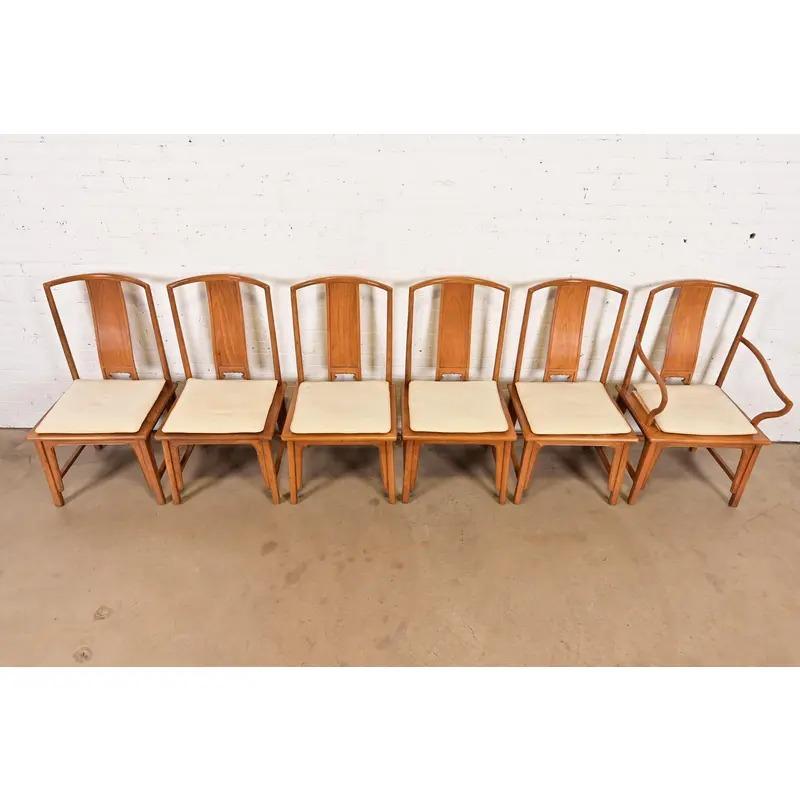 Milieu du XXe siècle Michael Taylor pour Baker Furniture collection Far East, ensemble de six chaises de salle à manger en vente