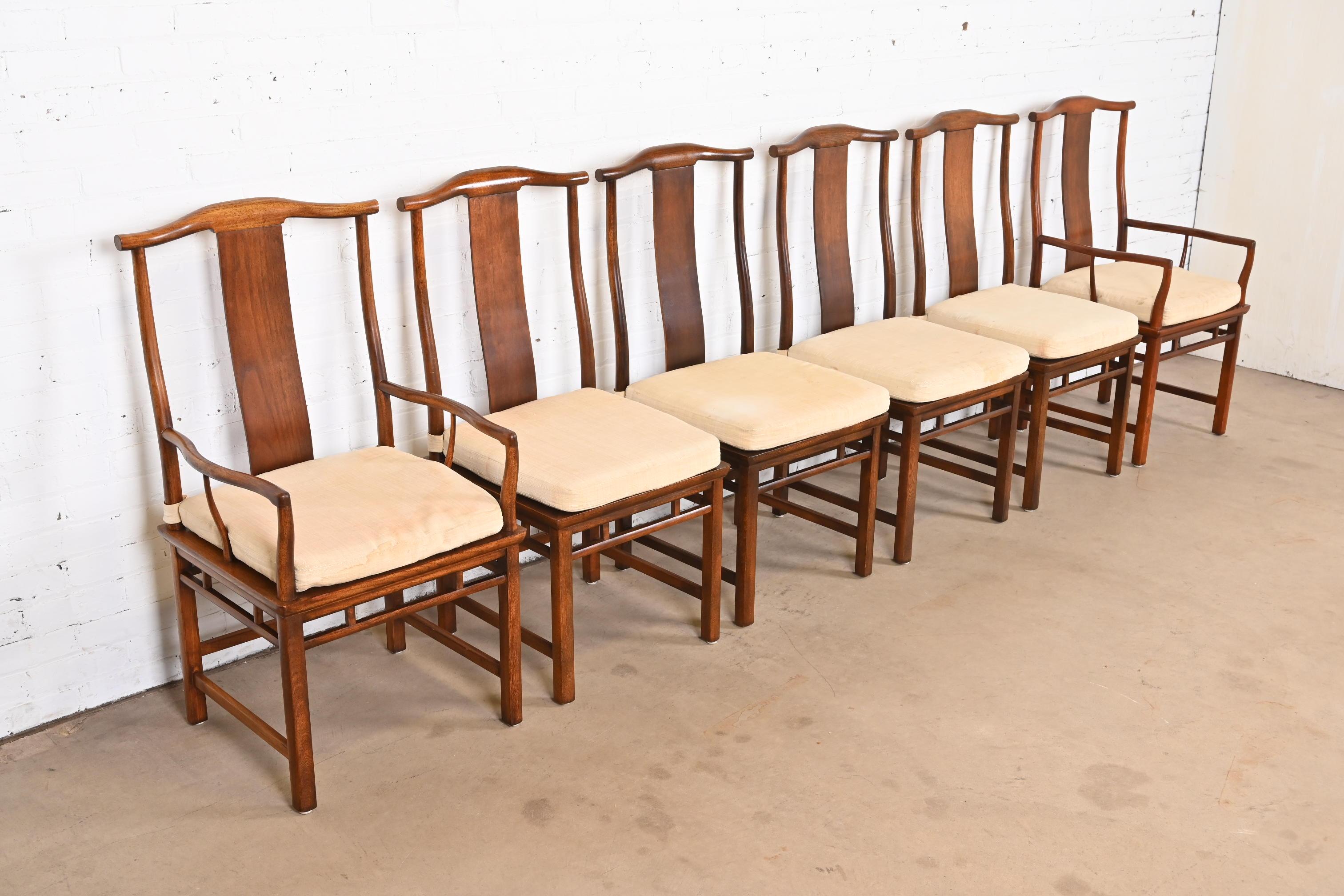 Tissu d'ameublement Michael Taylor pour Baker Furniture collection Far East, ensemble de six chaises de salle à manger en vente