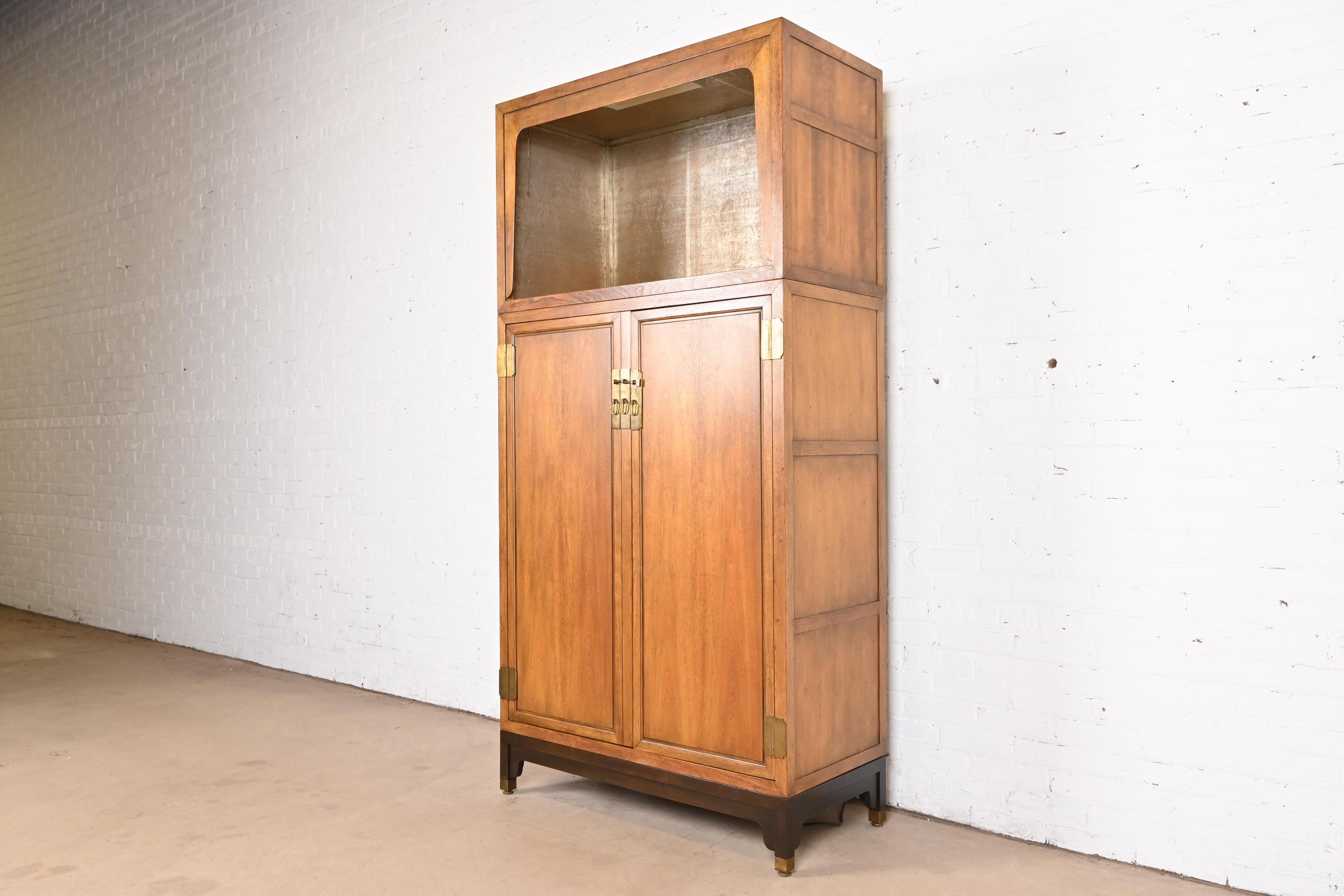 Mid-Century Modern Michael Taylor for Baker Furniture Far East Collection Walnut Bar Cabinet, 1960s For Sale
