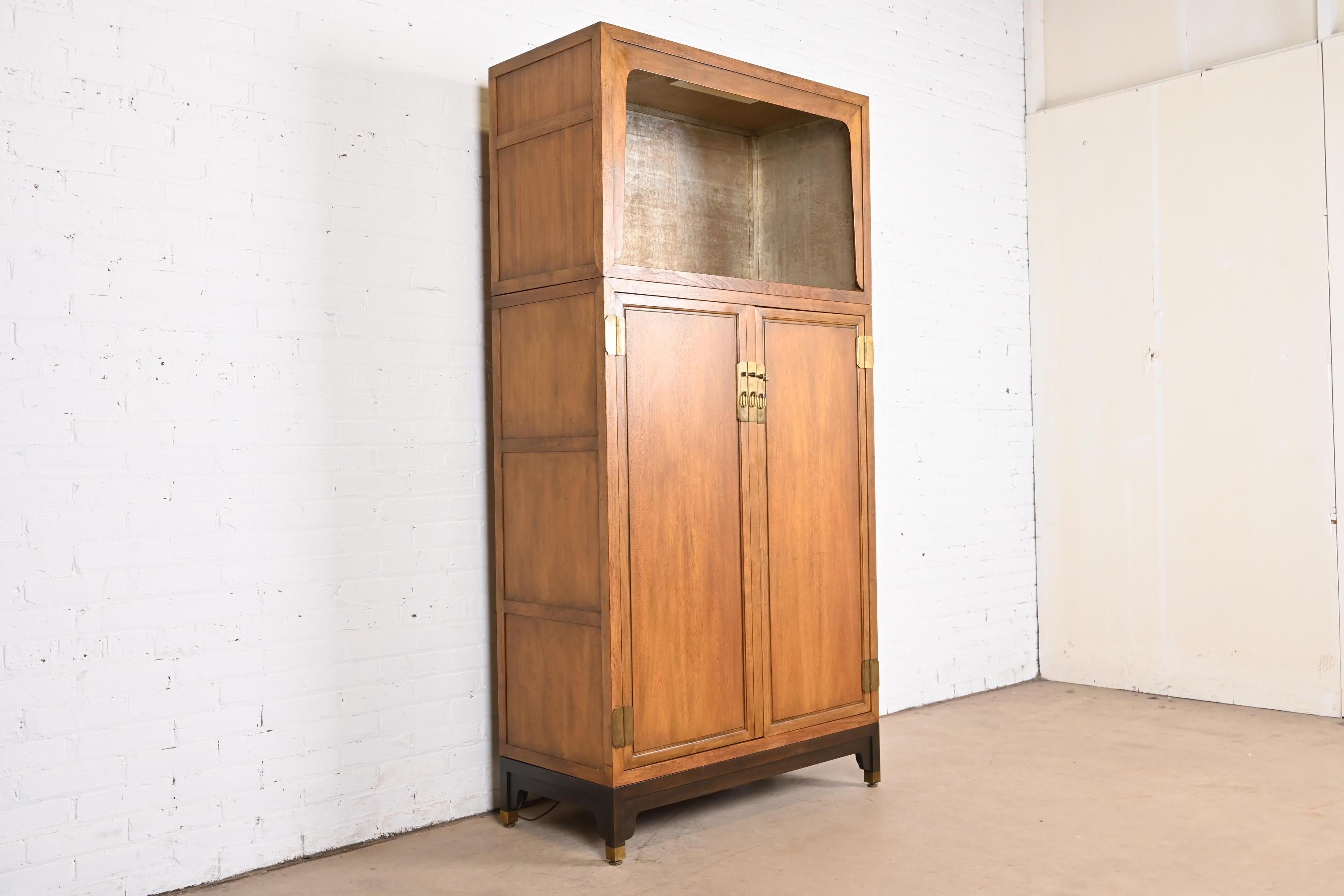 American Michael Taylor for Baker Furniture Far East Collection Walnut Bar Cabinet, 1960s For Sale