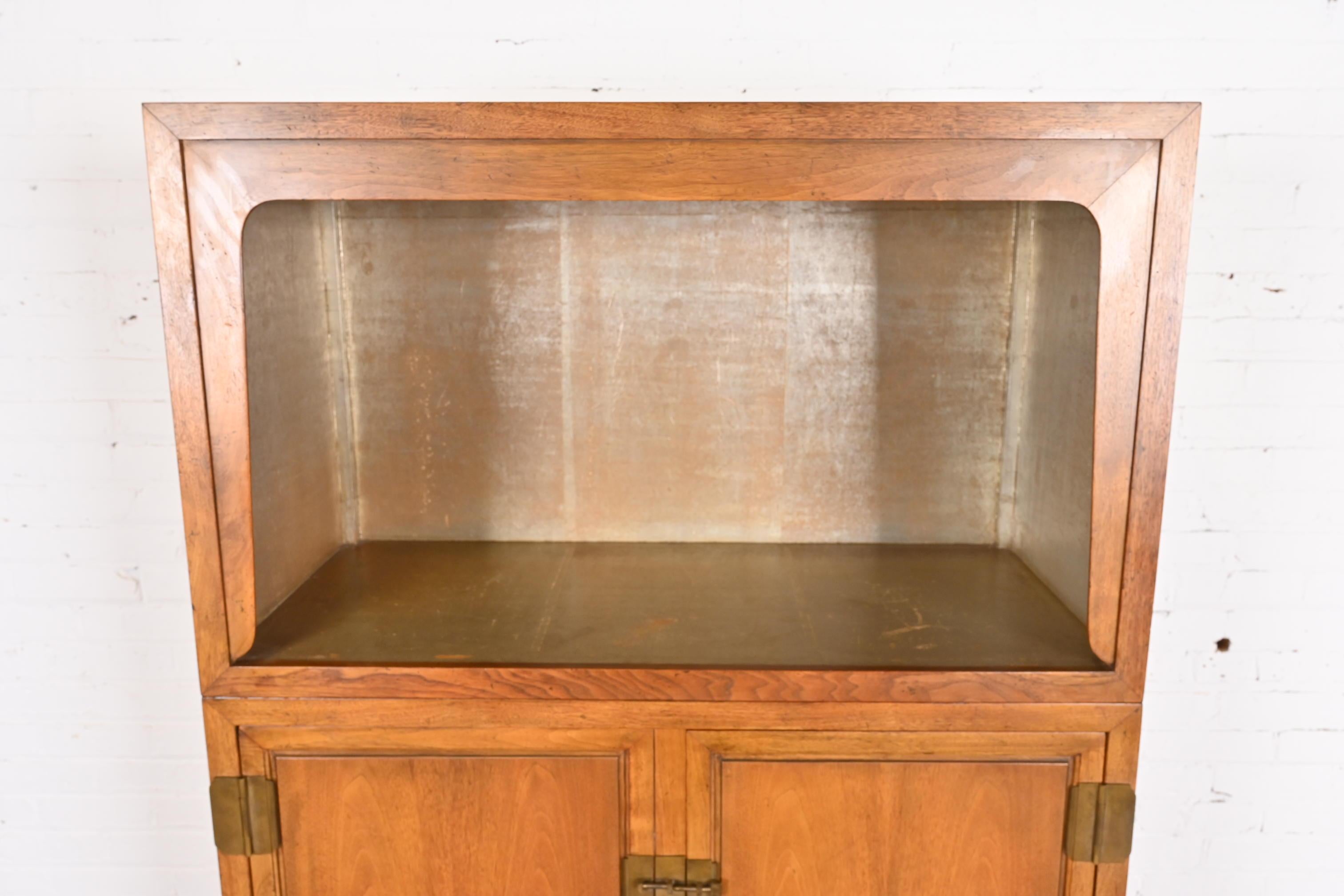 Michael Taylor for Baker Furniture Far East Collection Walnut Bar Cabinet, 1960s In Good Condition For Sale In South Bend, IN
