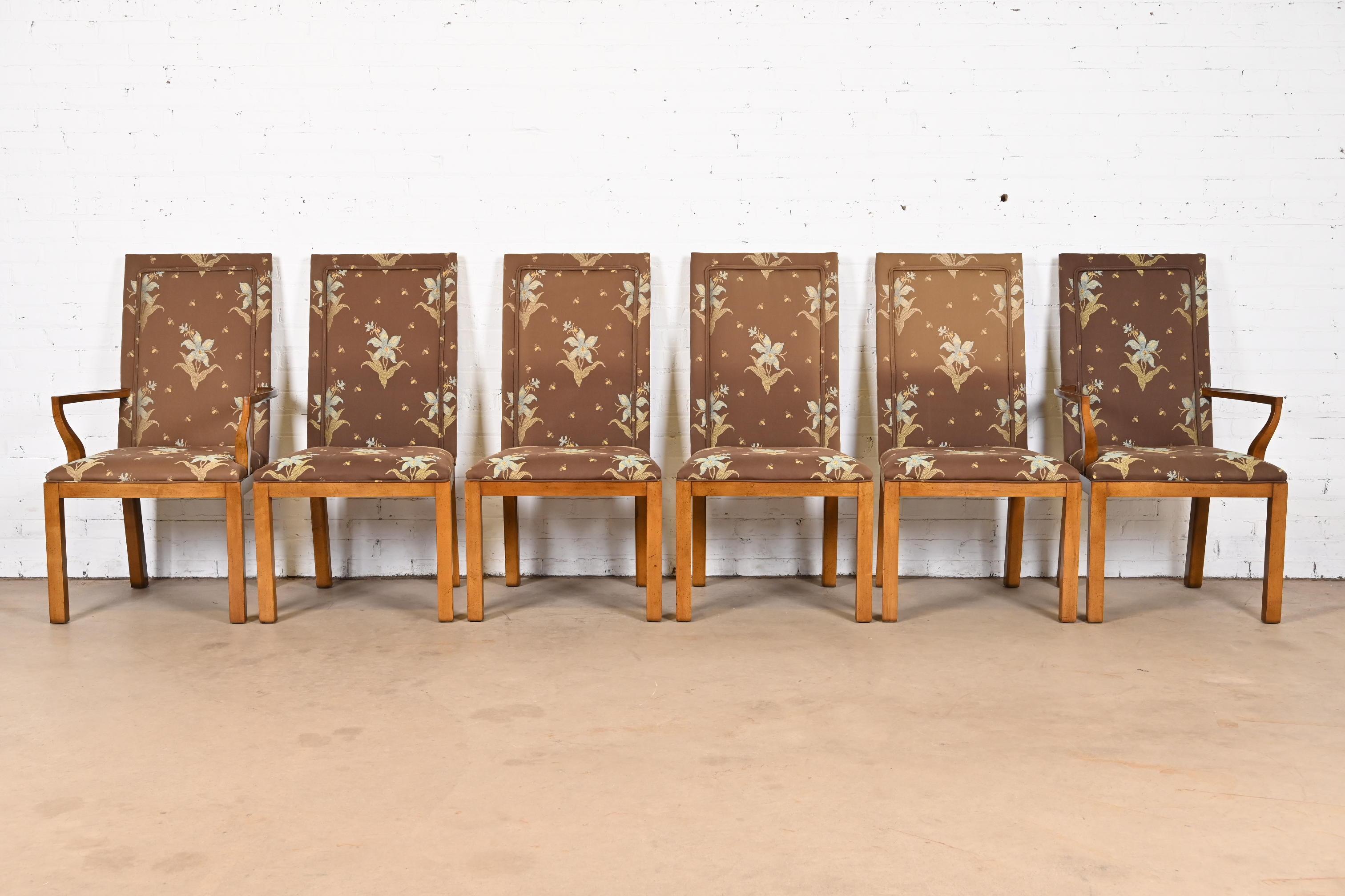 Mid-Century Modern Michael Taylor for Baker Furniture Far East Parsons Dining Chairs, Set of Six For Sale