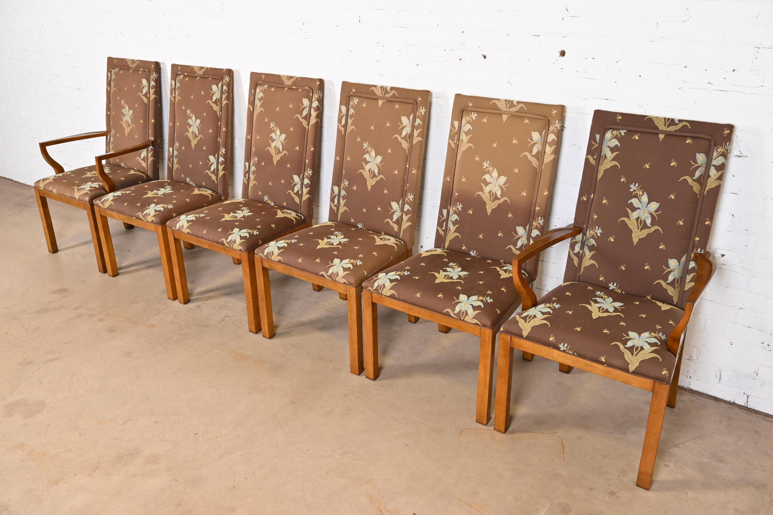 American Michael Taylor for Baker Furniture Far East Parsons Dining Chairs, Set of Six For Sale