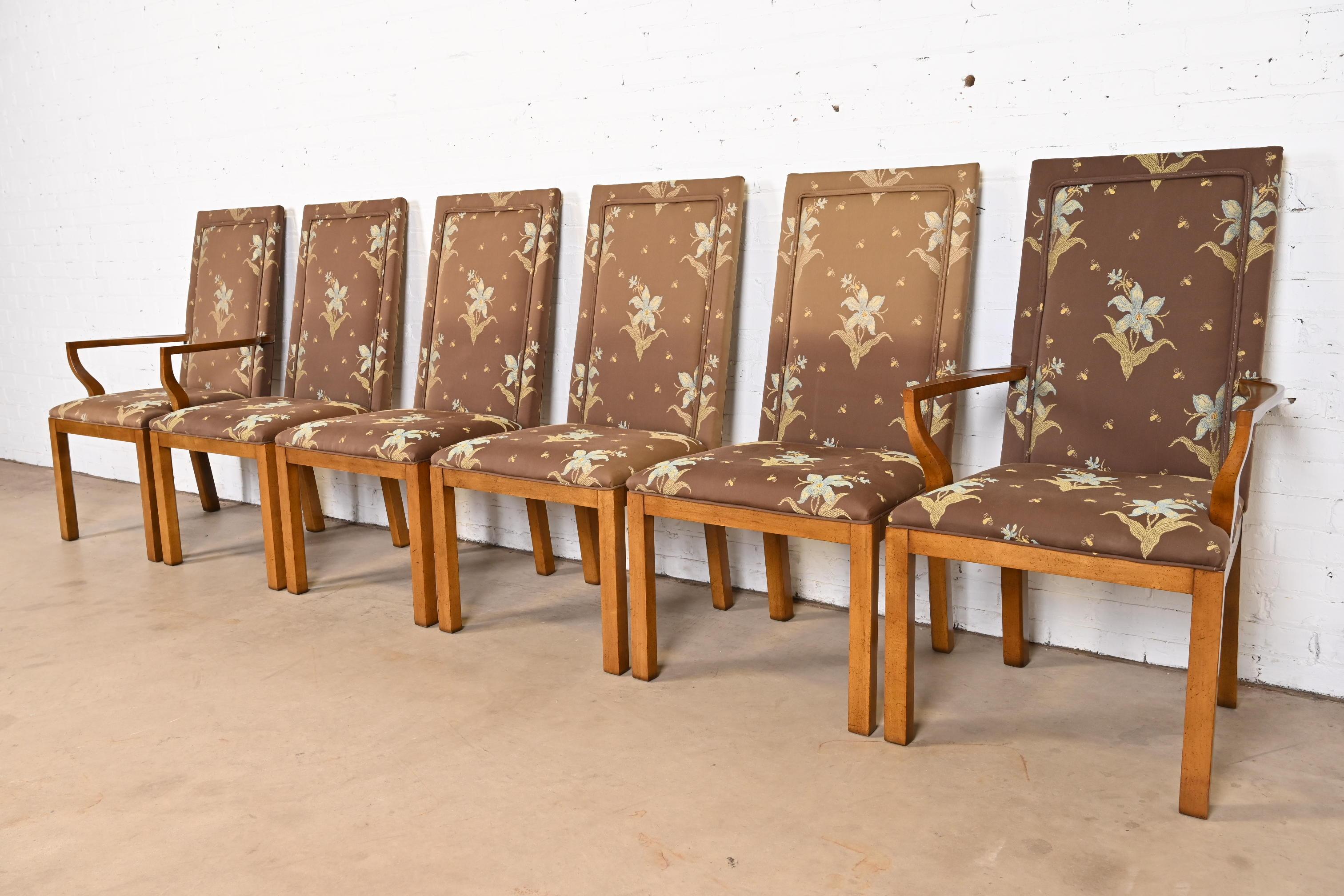 Michael Taylor for Baker Furniture Far East Parsons Dining Chairs, Set of Six In Good Condition For Sale In South Bend, IN