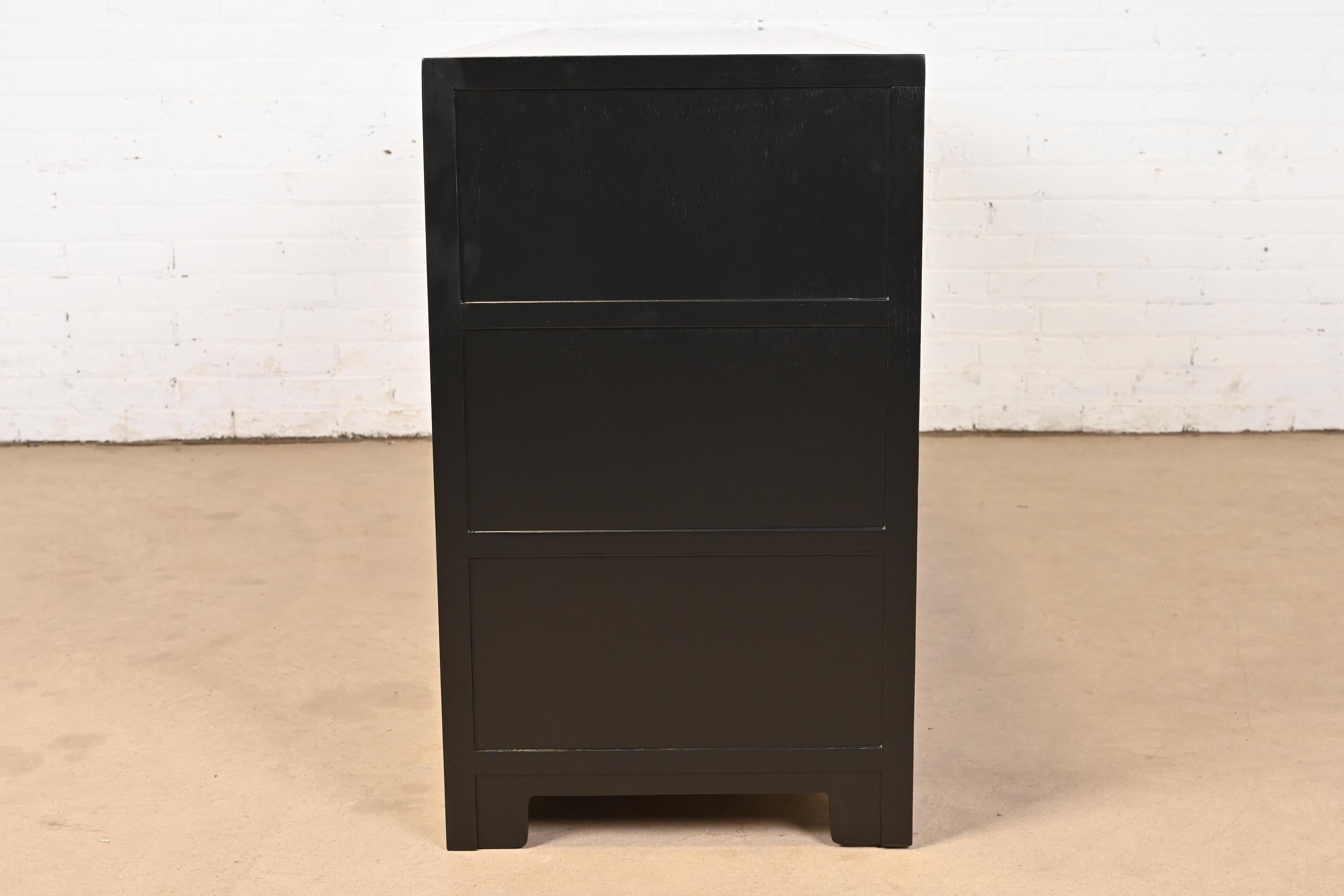 Michael Taylor for Baker Furniture Hollywood Regency Black Lacquered Dresser 3