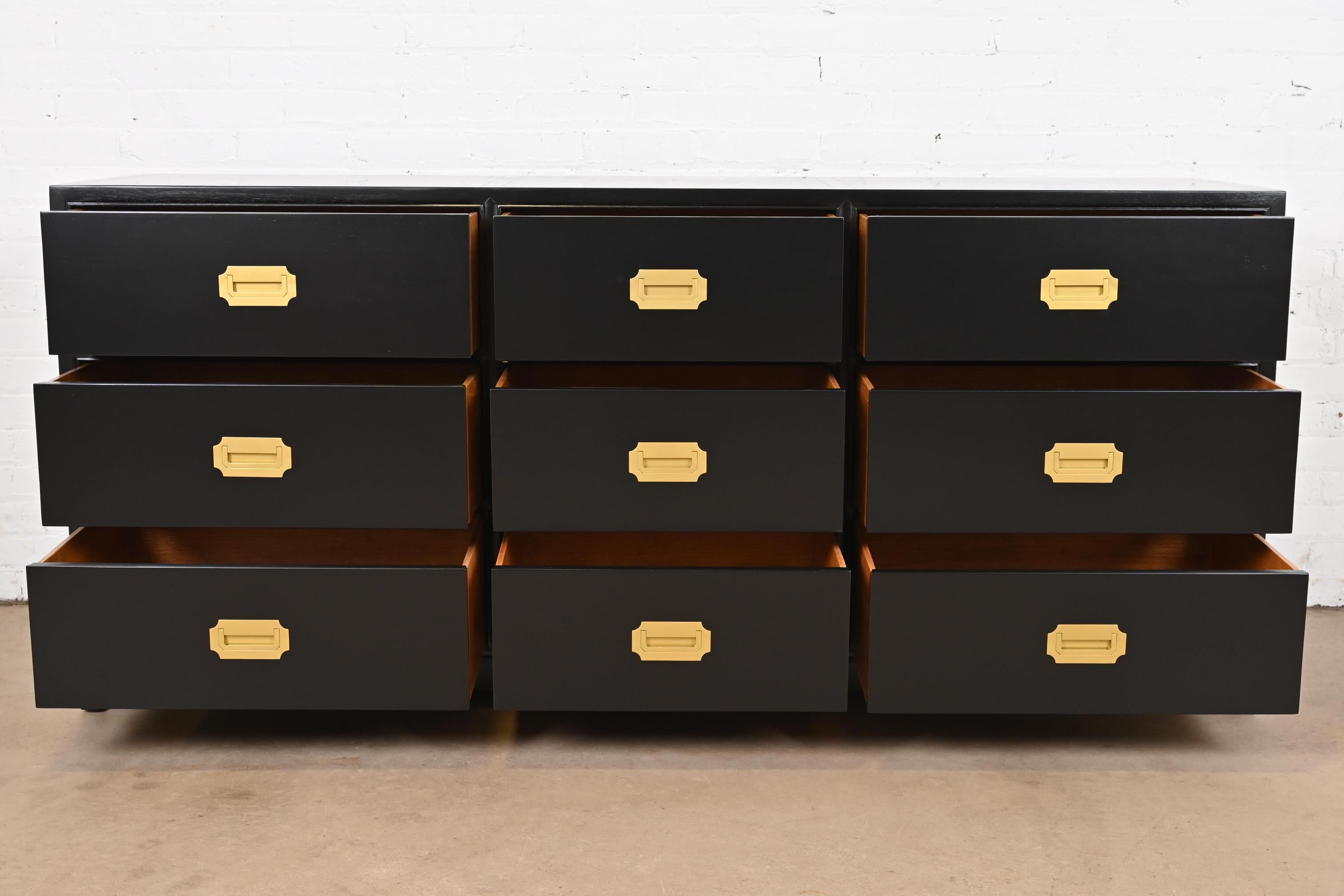 Mid-20th Century Michael Taylor for Baker Furniture Hollywood Regency Black Lacquered Dresser